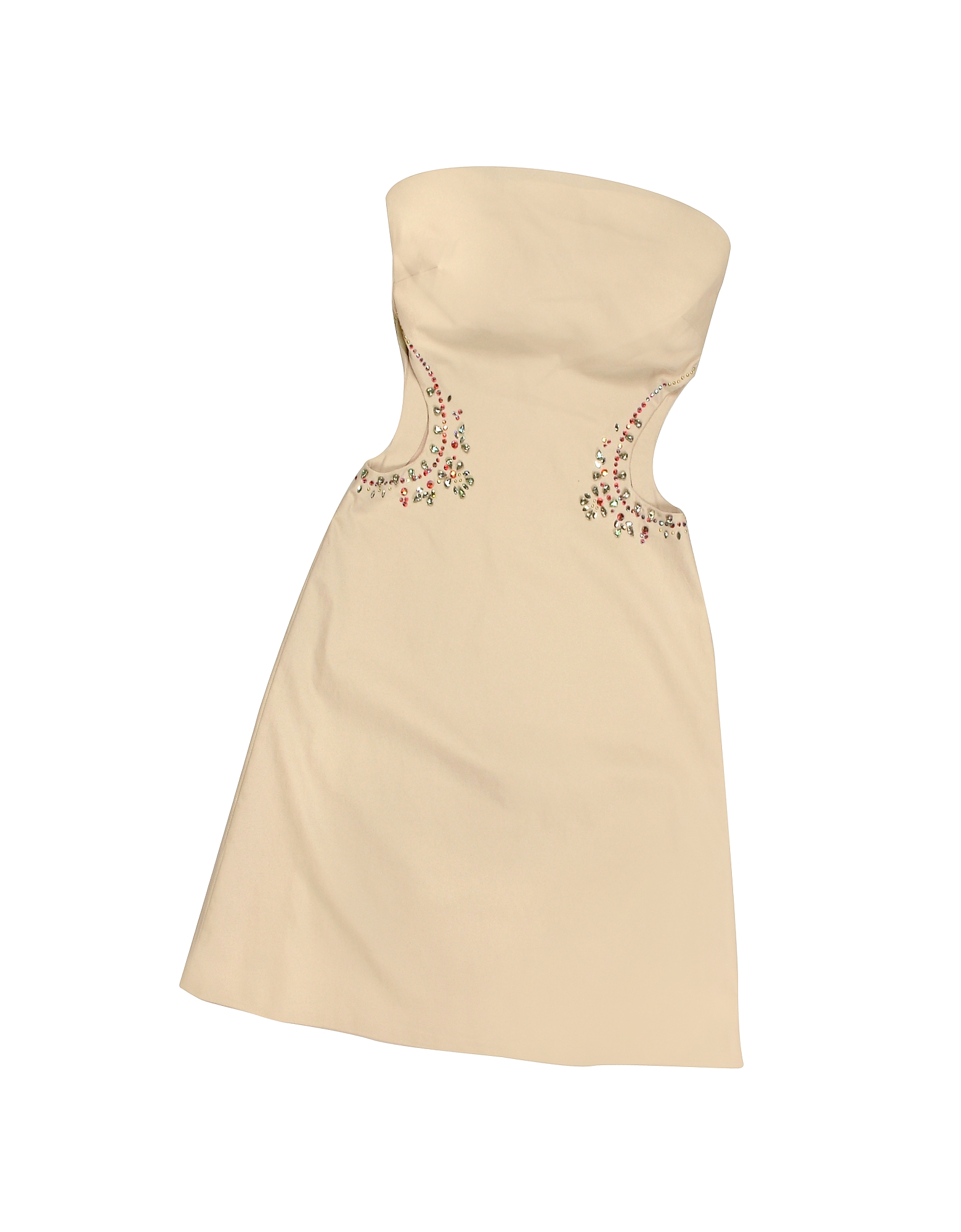 

Opale Crystal Decorated Cut Out Strapless Dress, Beige