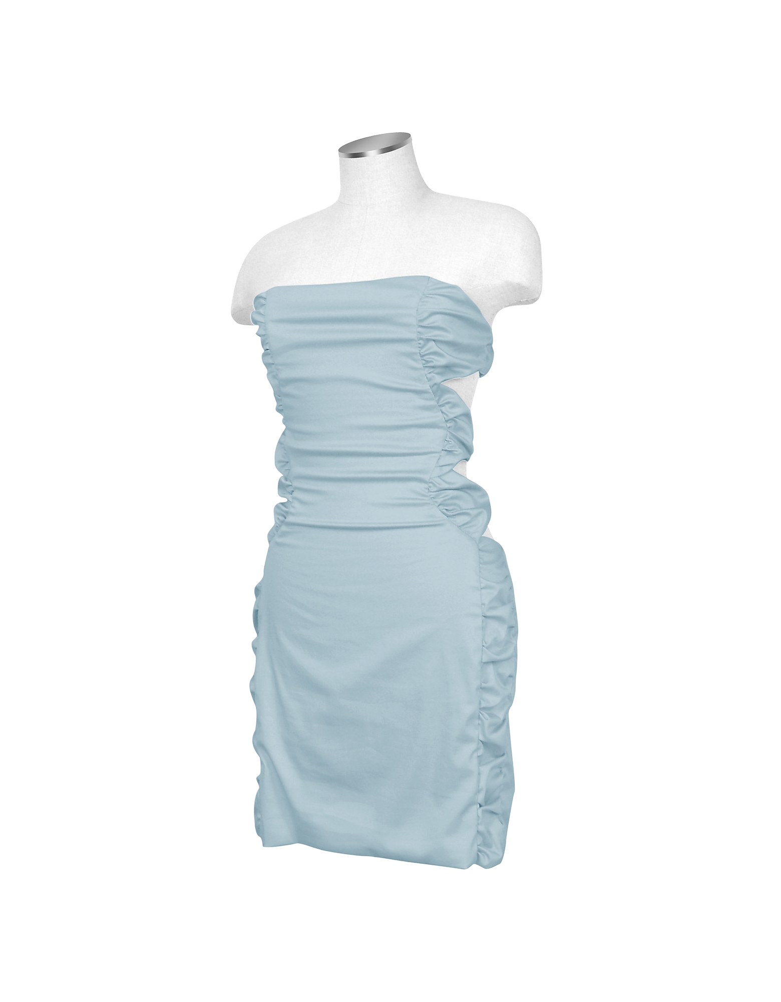 

Light Blue Cut-out Back Strapless Mini Cotton Dress