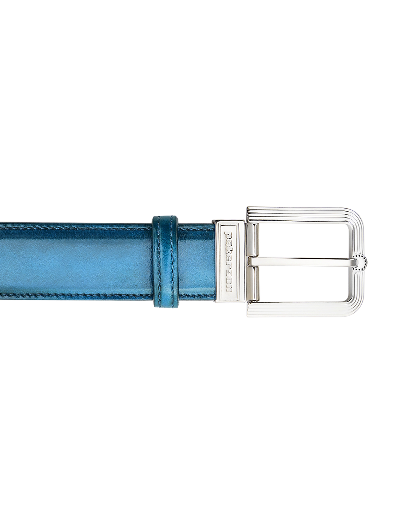 

Fiesole Blue Bay Italian Leather Belt w/ Silver Buckle, Light blue