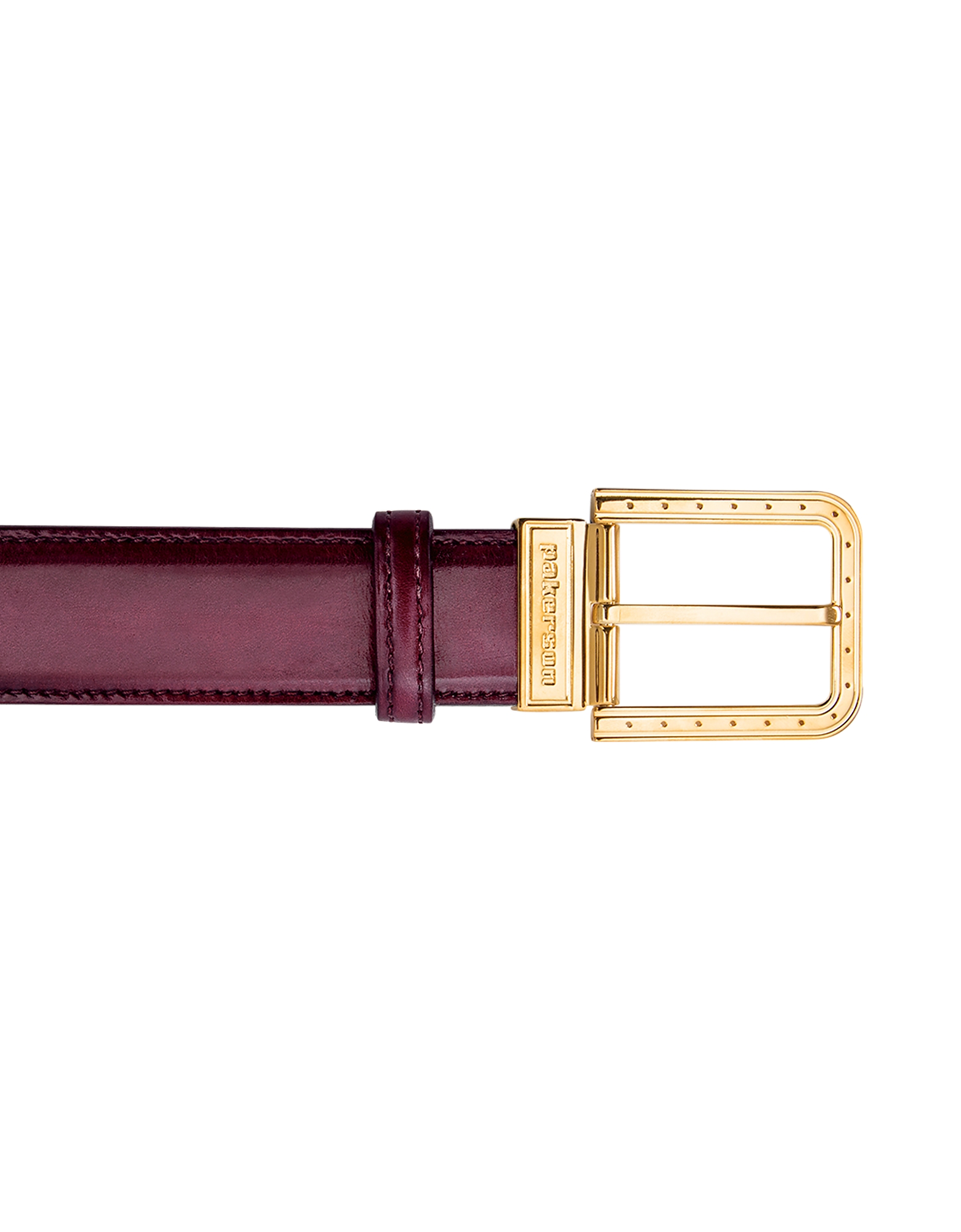 

Ripa Wine Red Italian Leather Belt w/ Gold Buckle