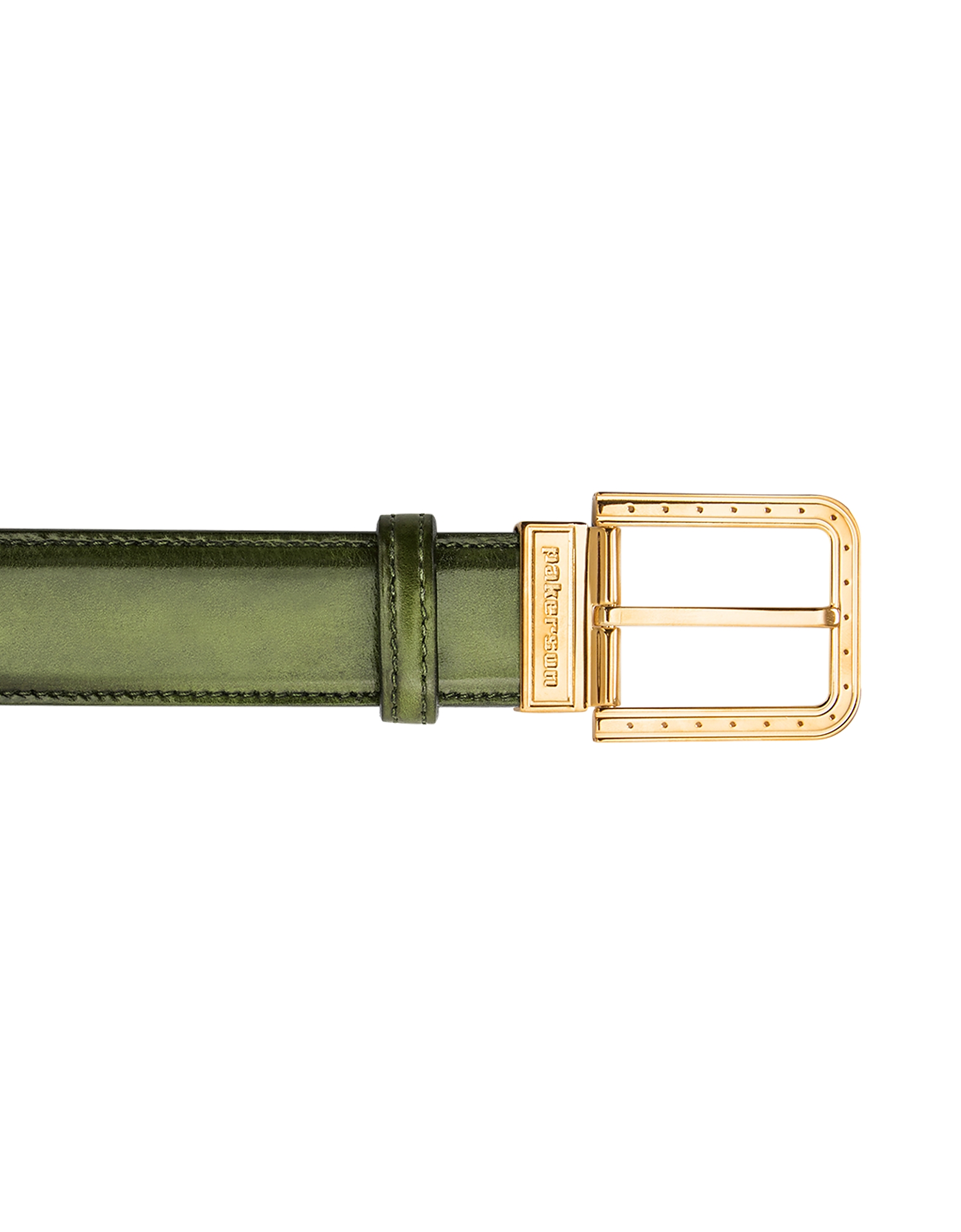 

Ripa Turtle Italian Leather Belt w/ Gold Buckle, Green