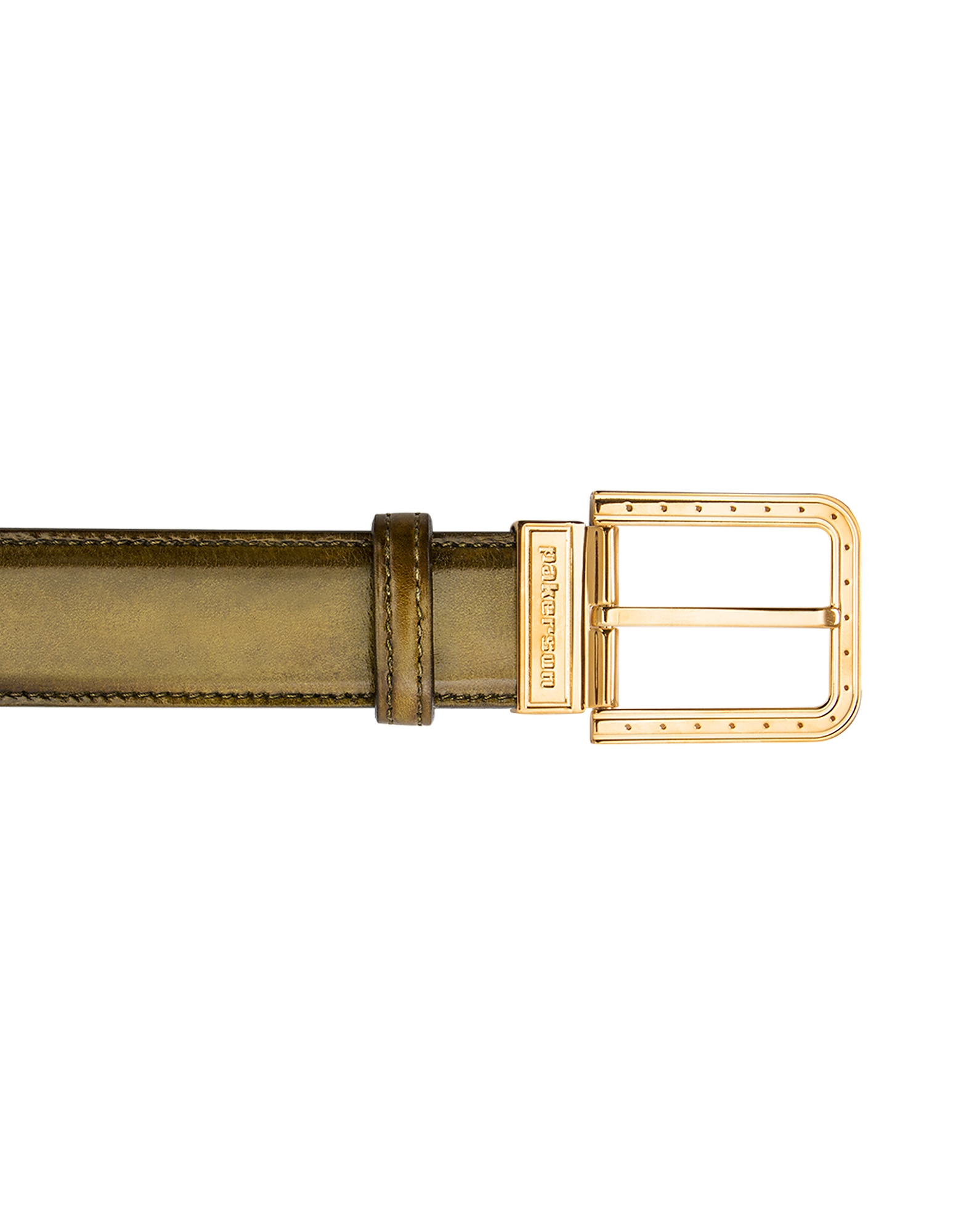 

Ripa Olive Italian Leather Belt w/ Gold Buckle