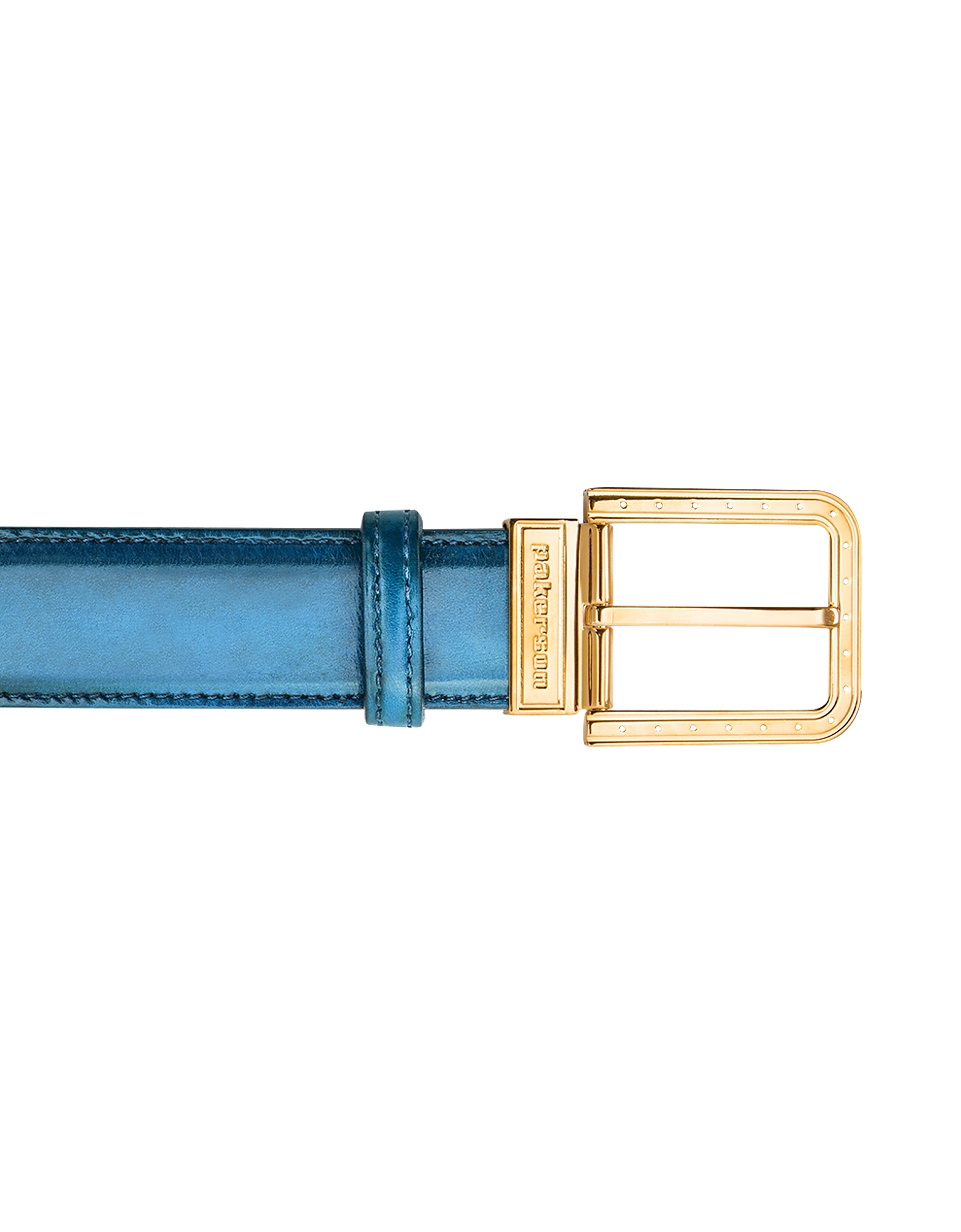 

Ripa Blue Bay Italian Leather Belt w/ Gold Buckle, Light blue