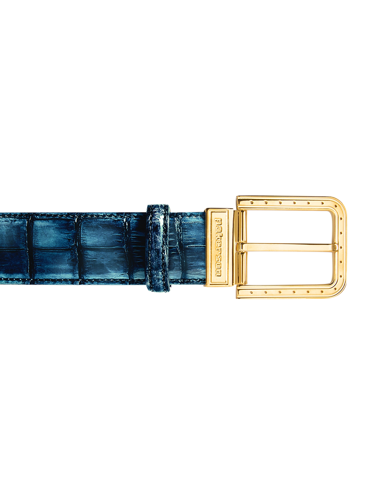 

Ripa Blue Bay Alligator Leather Belt w/ Gold Buckle, Light blue
