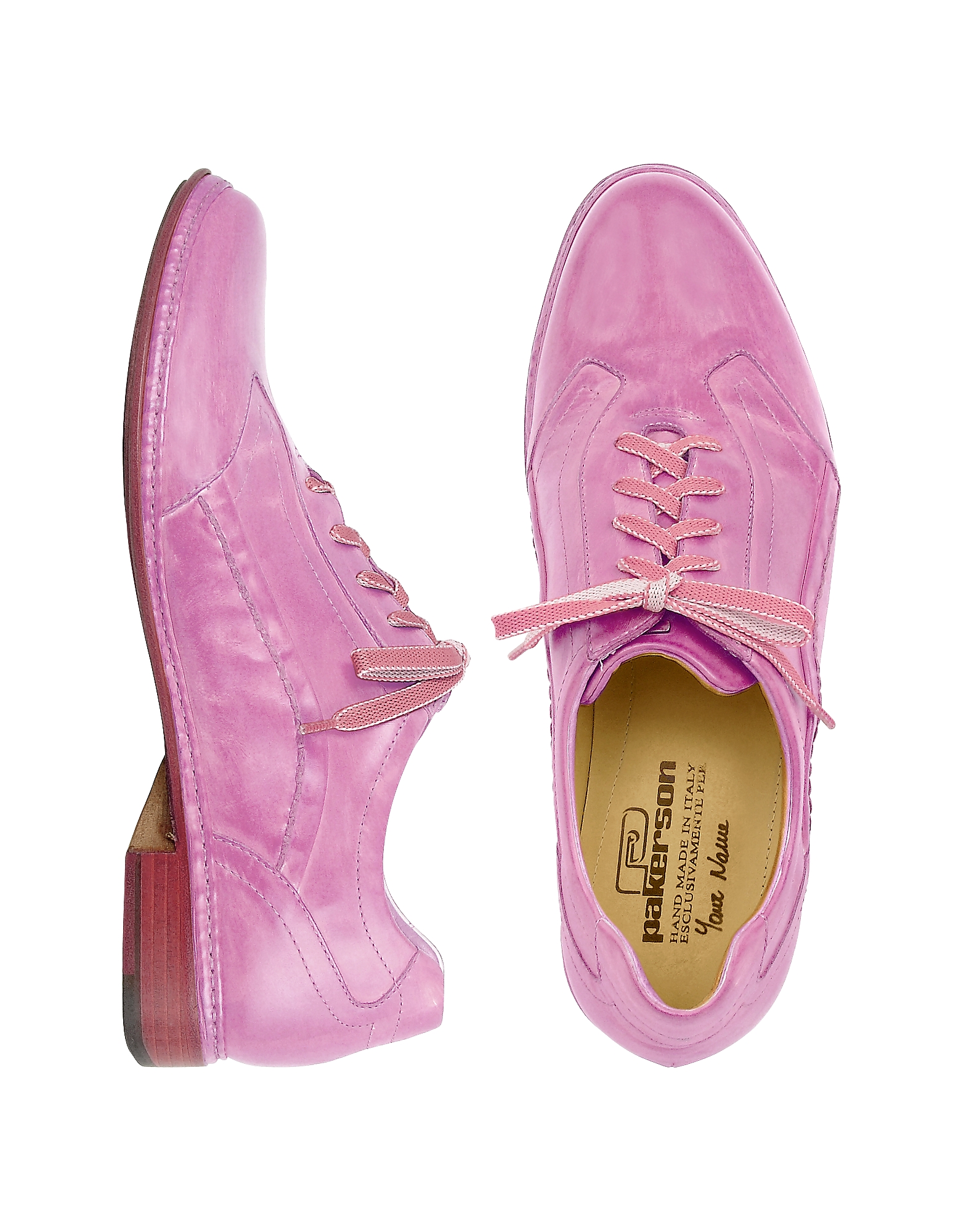 

Pink Italian Handmade Leather Lace-up Shoes