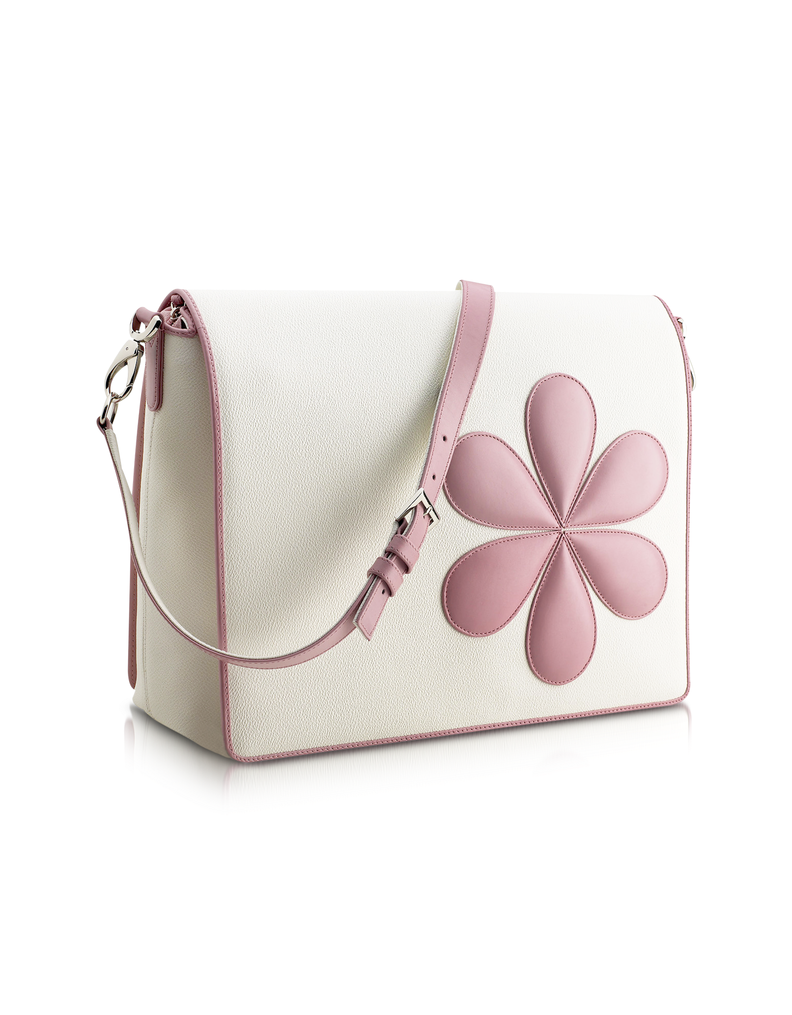 

Pink Flower Messenger Changing Bag, White