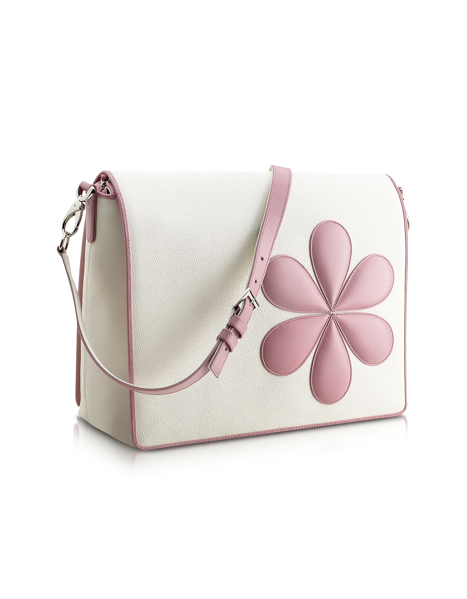 

Pink Flower Messenger Changing Bag, White