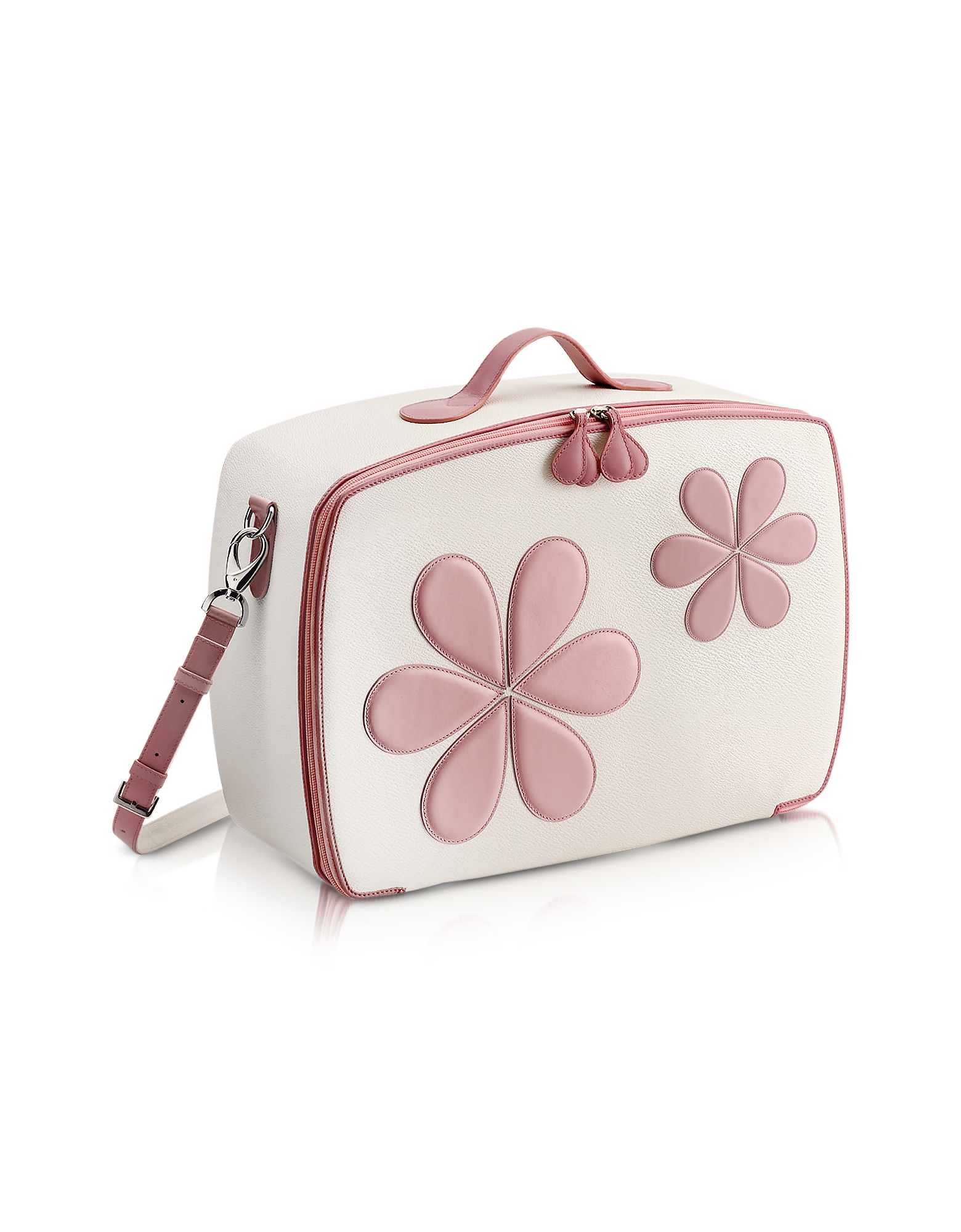 

Pink Flower Mini Travel Bag, White