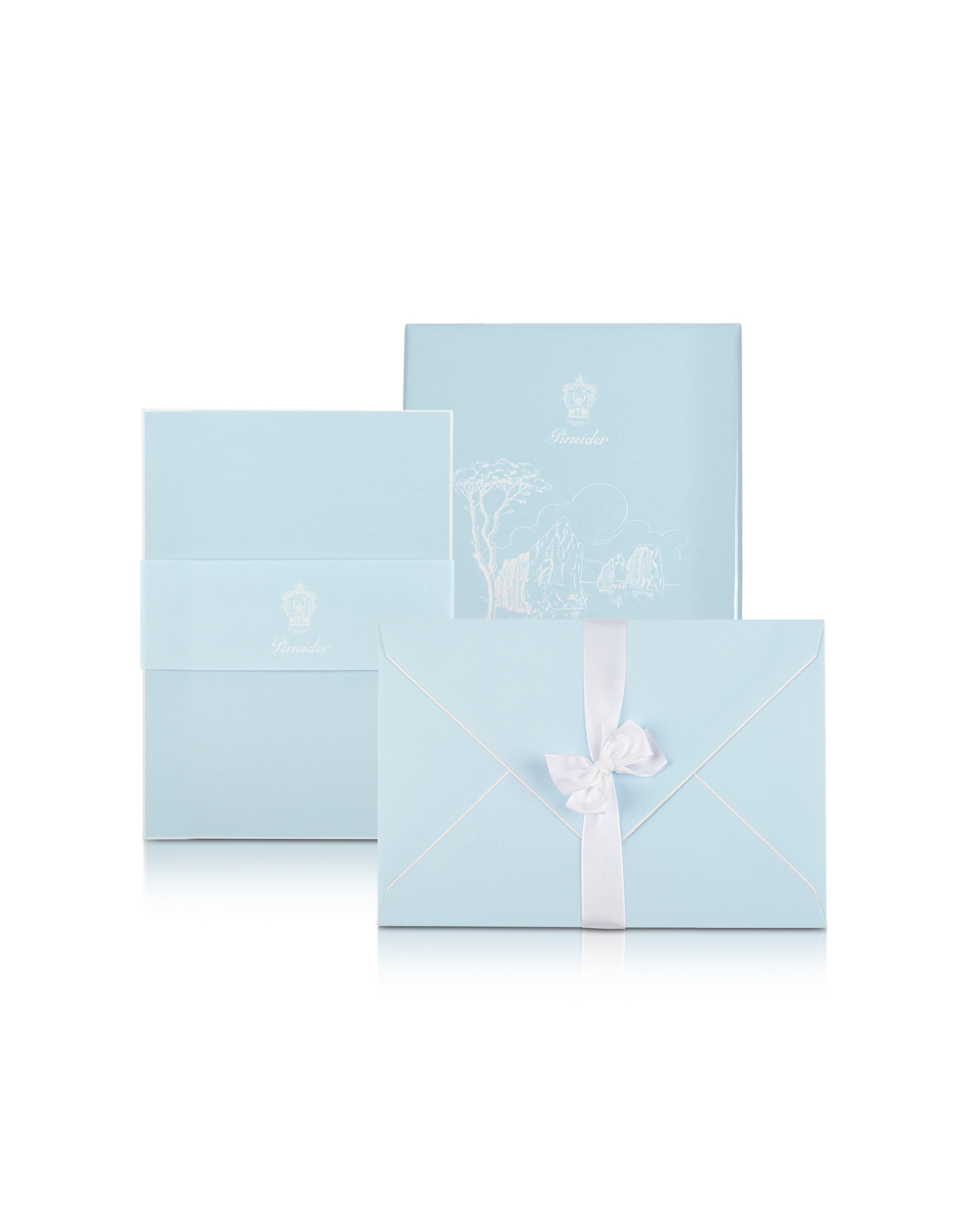 

Capri - 25 Sky Blue Note Cards with Handpainted White Border