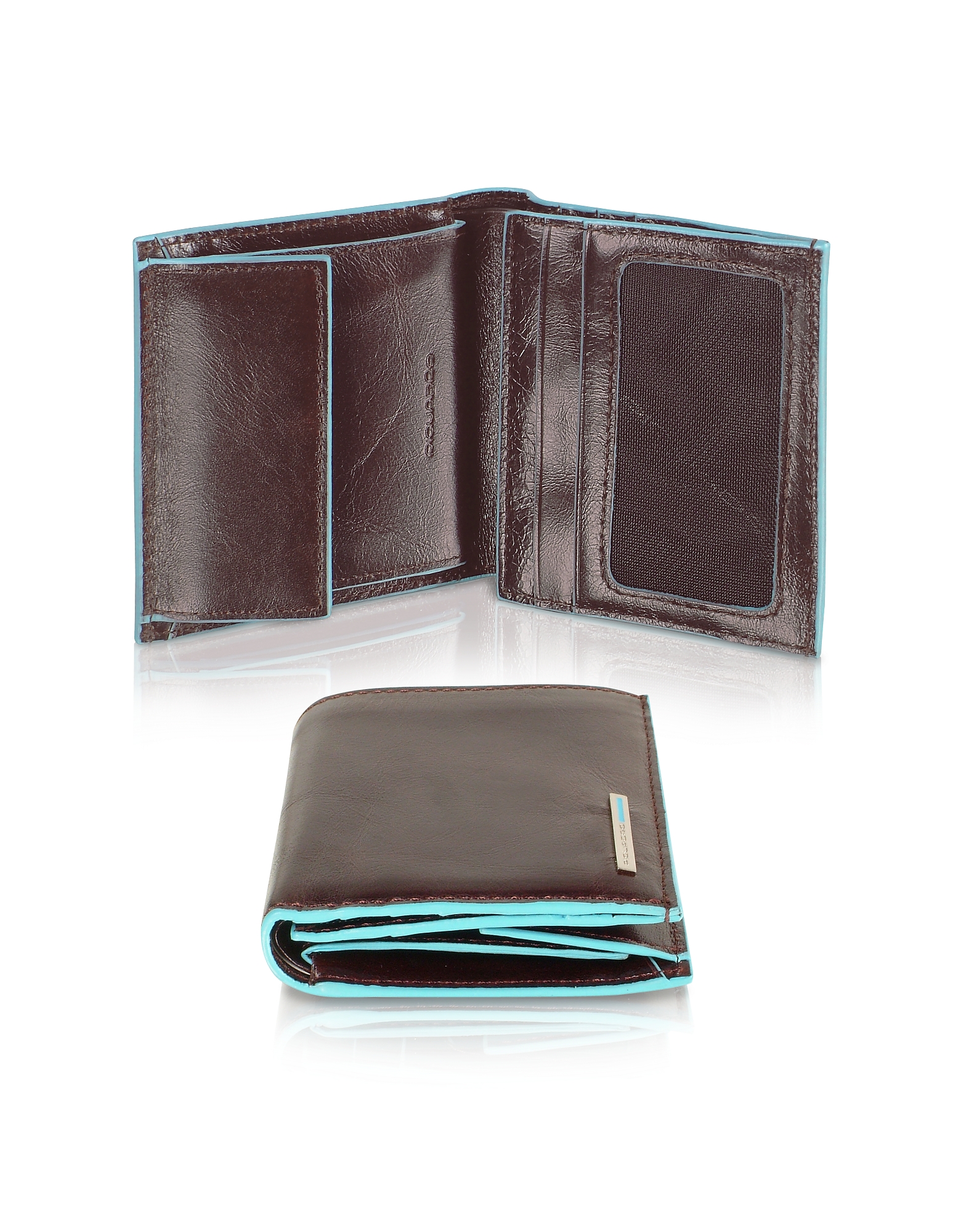

Blue Square-Men's Leather ID Wallet, Dark brown