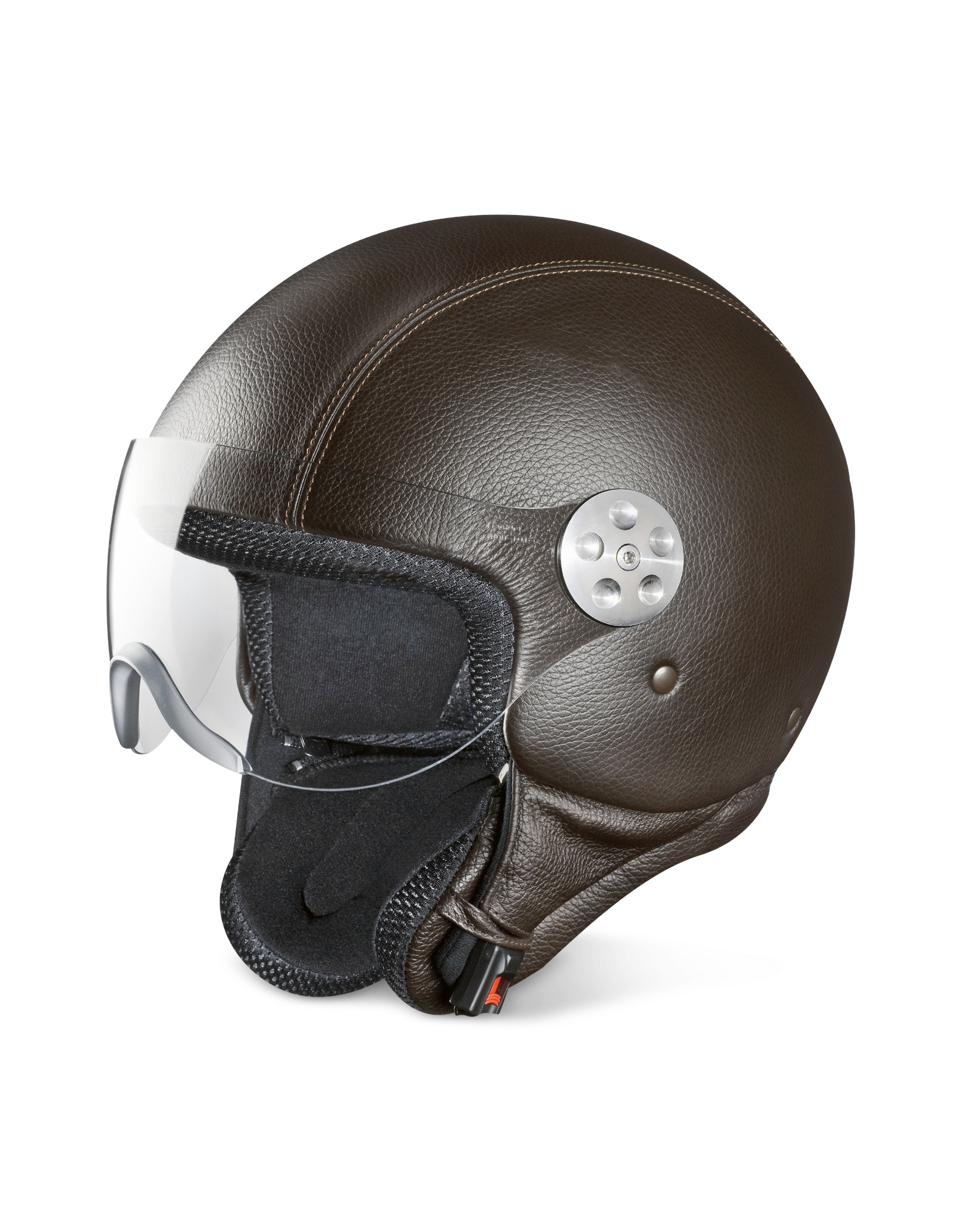 

Open Face Dark Brown Leather Helmet w/Visor
