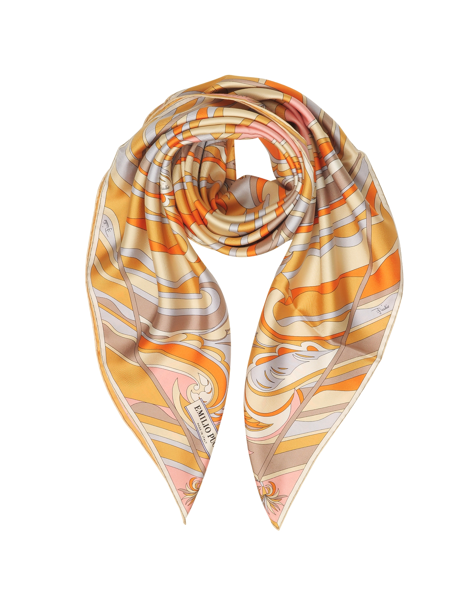 

Floral Printed Twill Silk Square Scarf