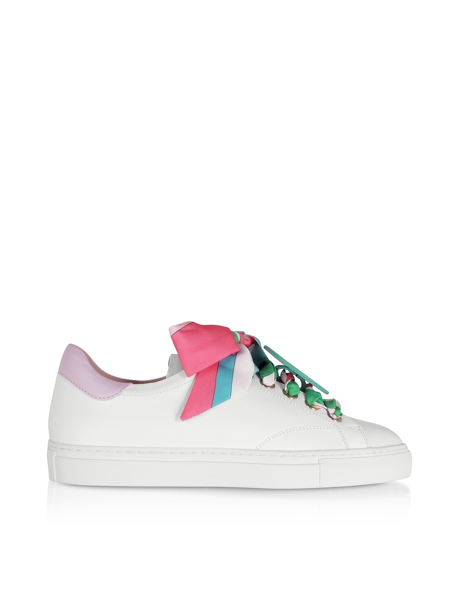 

White/Lilac Leather Women's Sneakers
