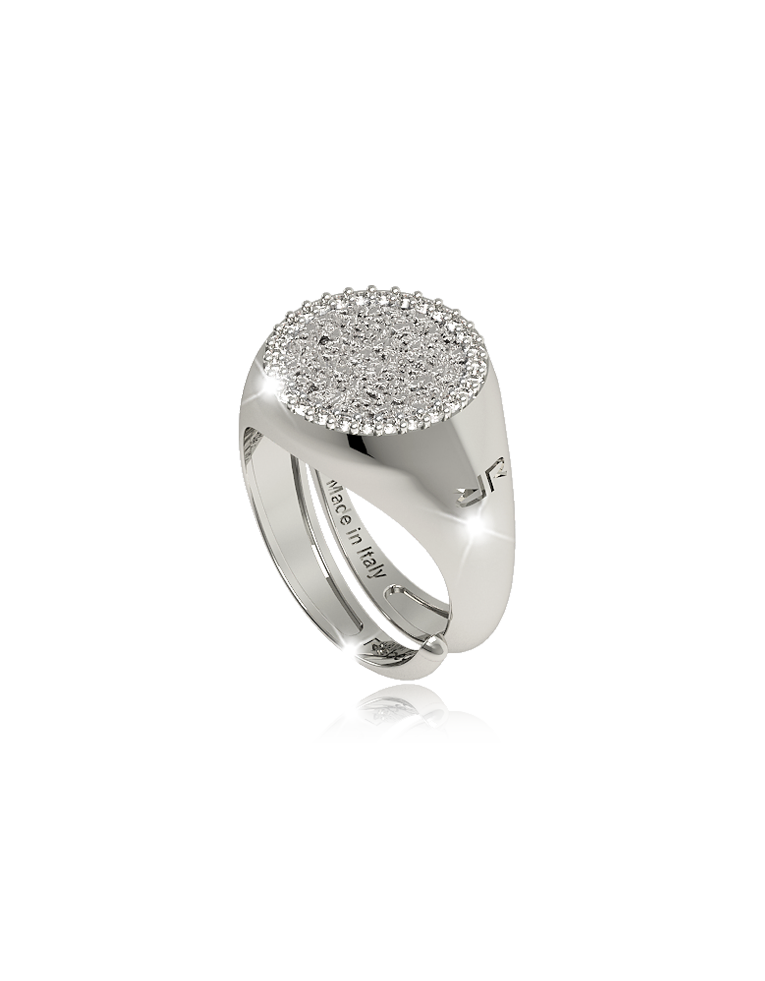 

R-ZERO - Кольцо из Бронзы с Родиевым Покрытием, Серебристый