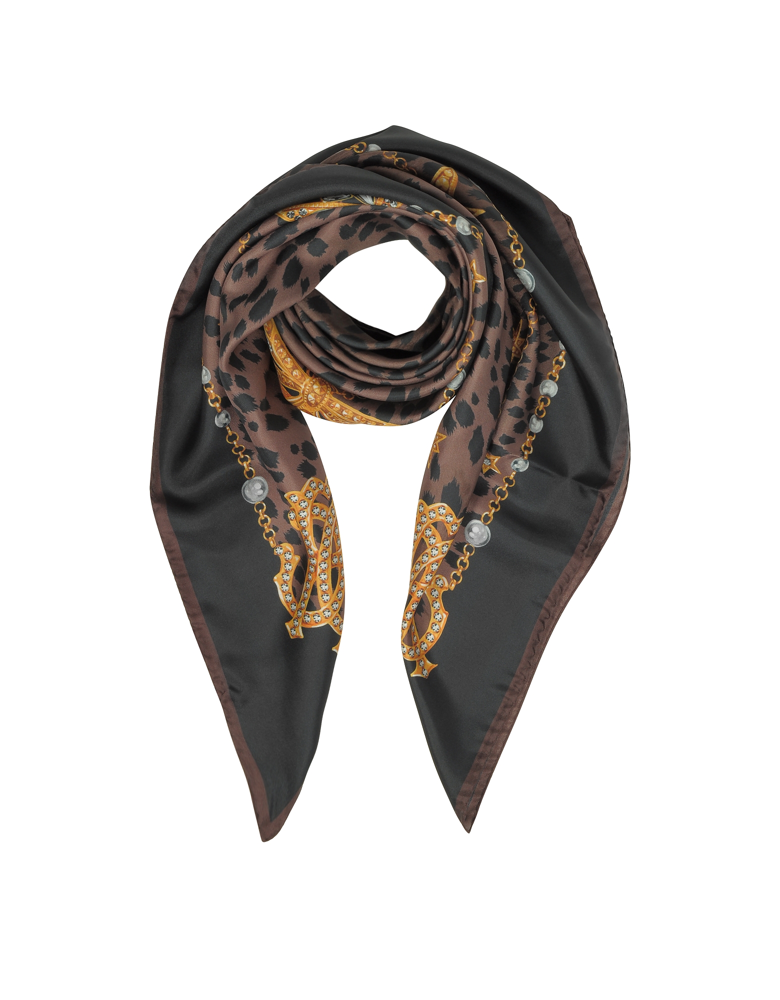 

Animal and Jewelry Print Pure Silk Square Scarf