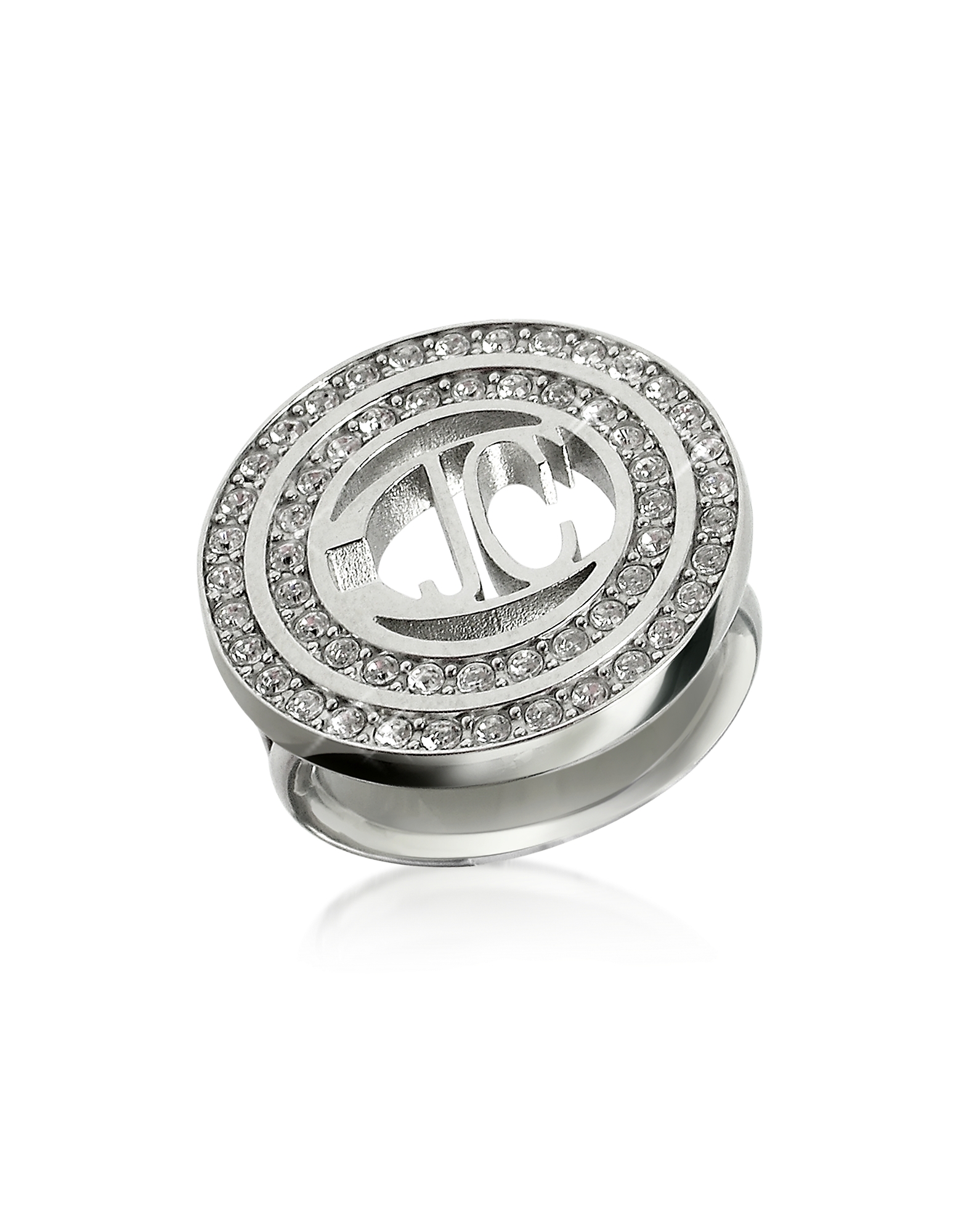 

Rolly - Crystal Logo Ring, Silver
