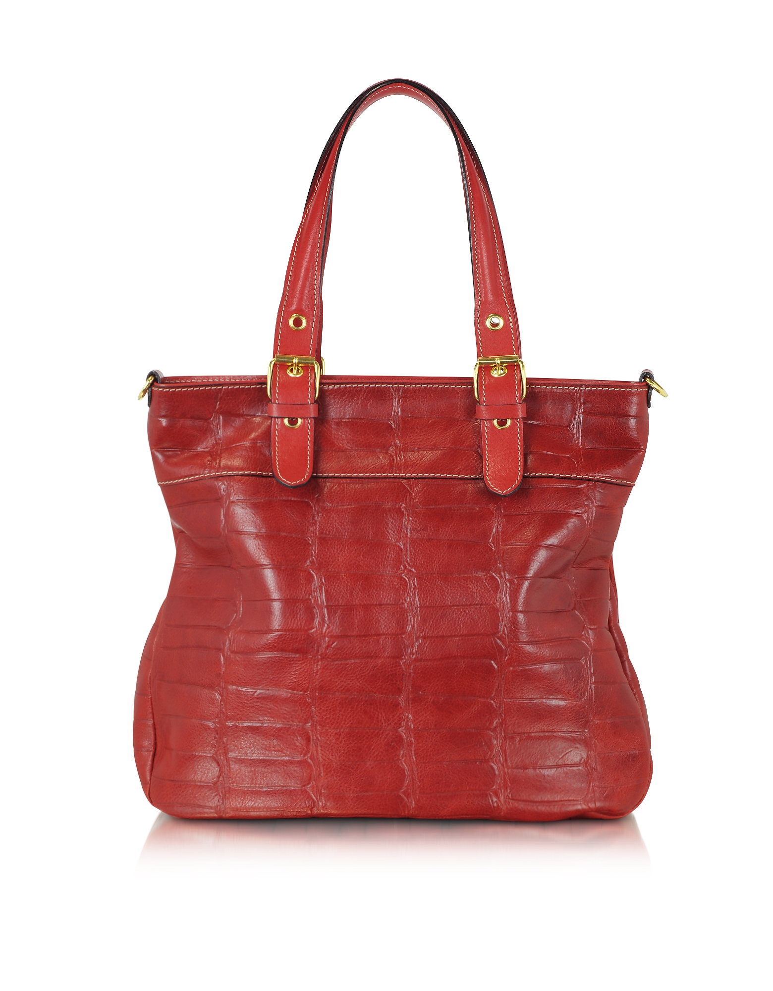 

Red Croco Stamped Italian Leather Tote