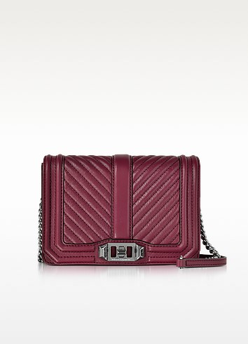 REBECCA MINKOFF BEET CHEVRON QUILTED LEATHER SMALL LOVE CROSSBODY BAG ...