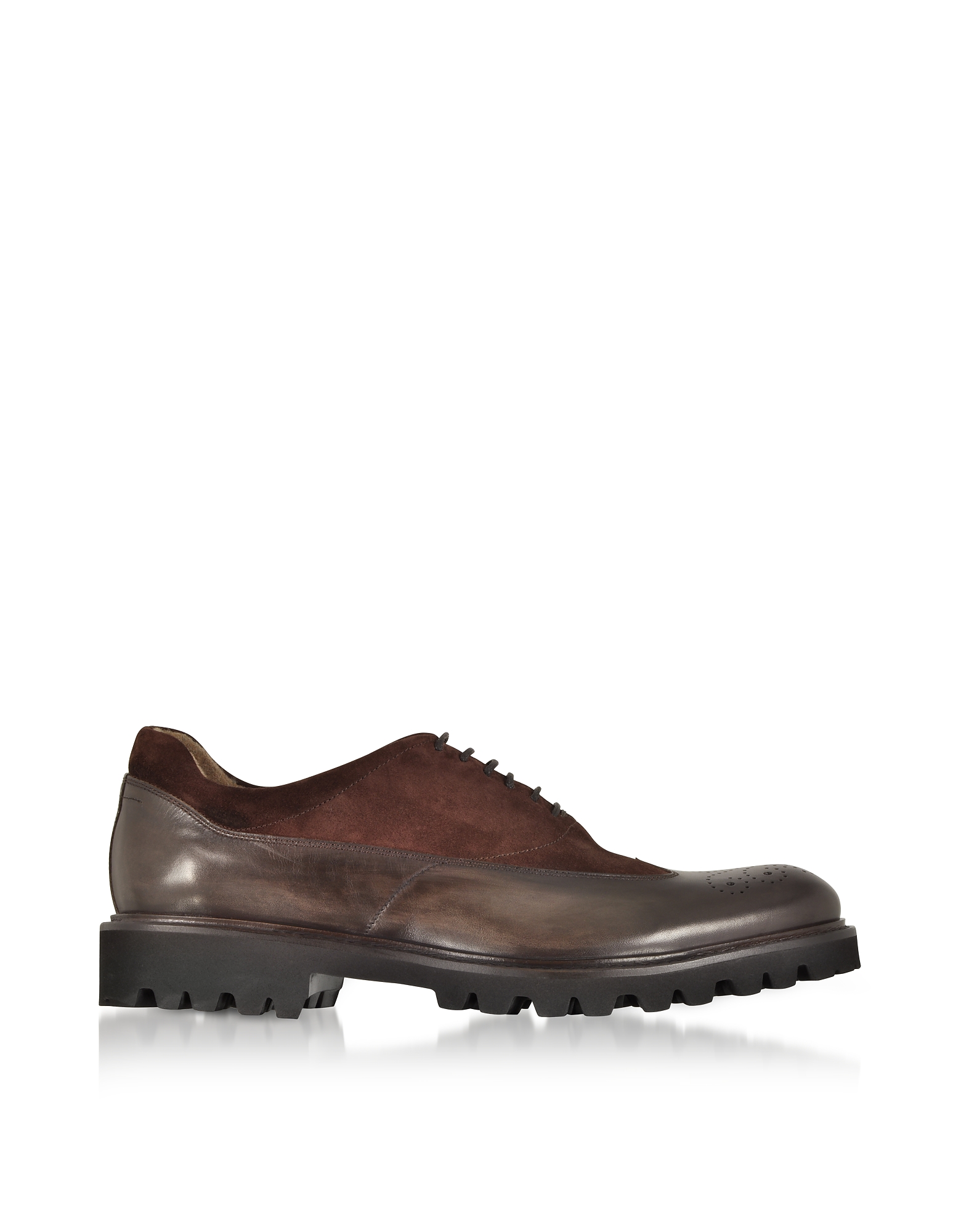

Ebony Leather and Suede Oxford Shoes, Brown