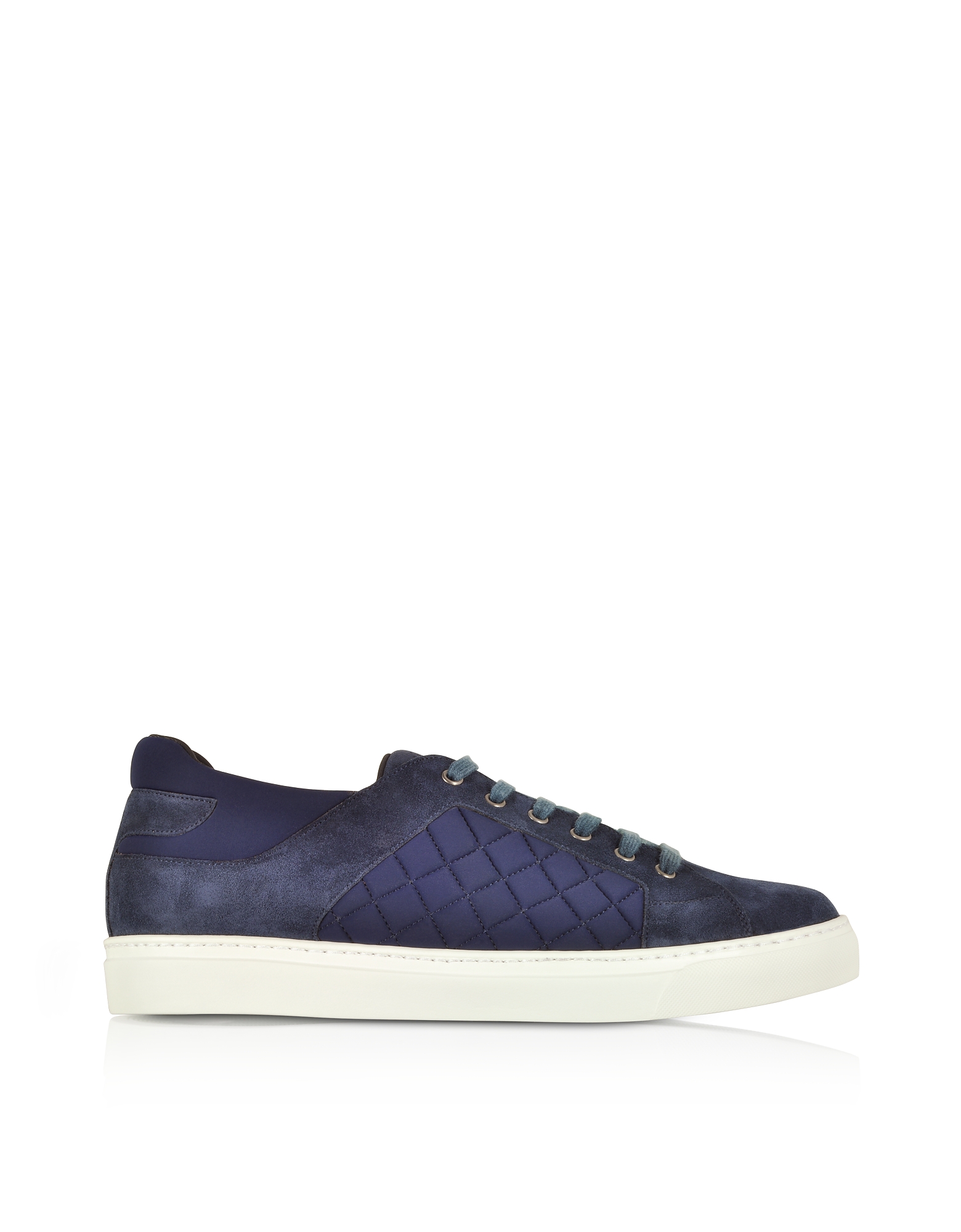 

Navy Blue Suede and Quilted Nylon Men's Sneakers
