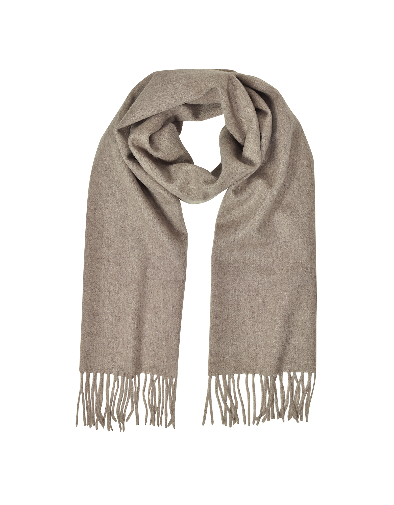 

Cashmere and Wool Brown Fringed Long Scarf