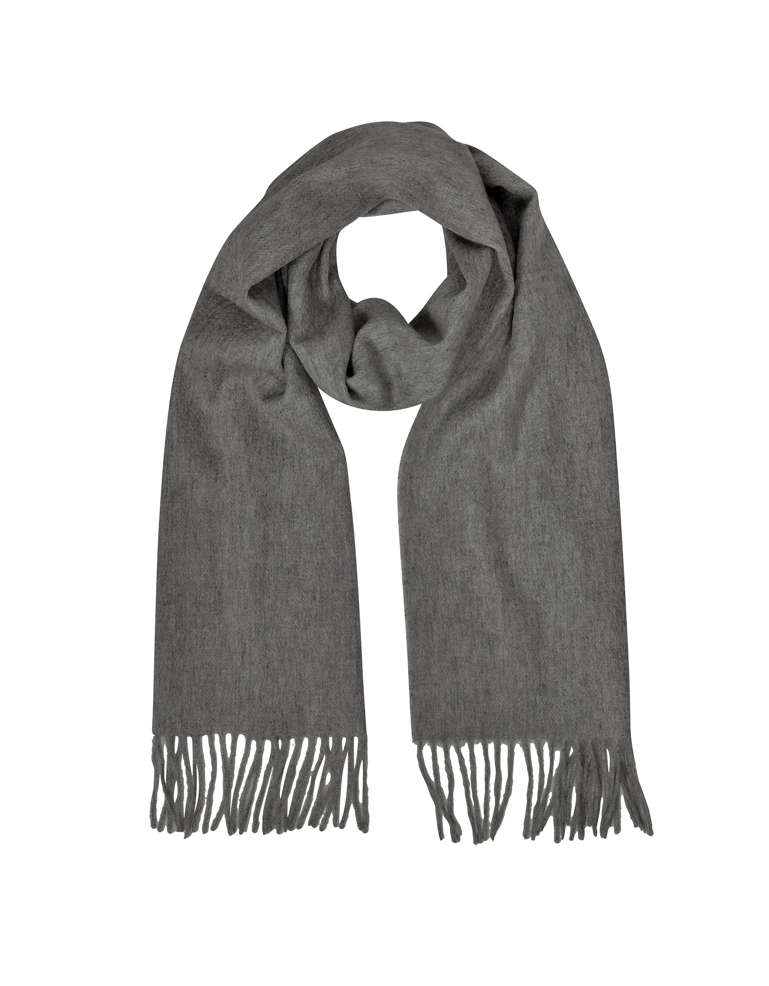 

Cashmere and Wool Dark Gray Fringed Long Scarf