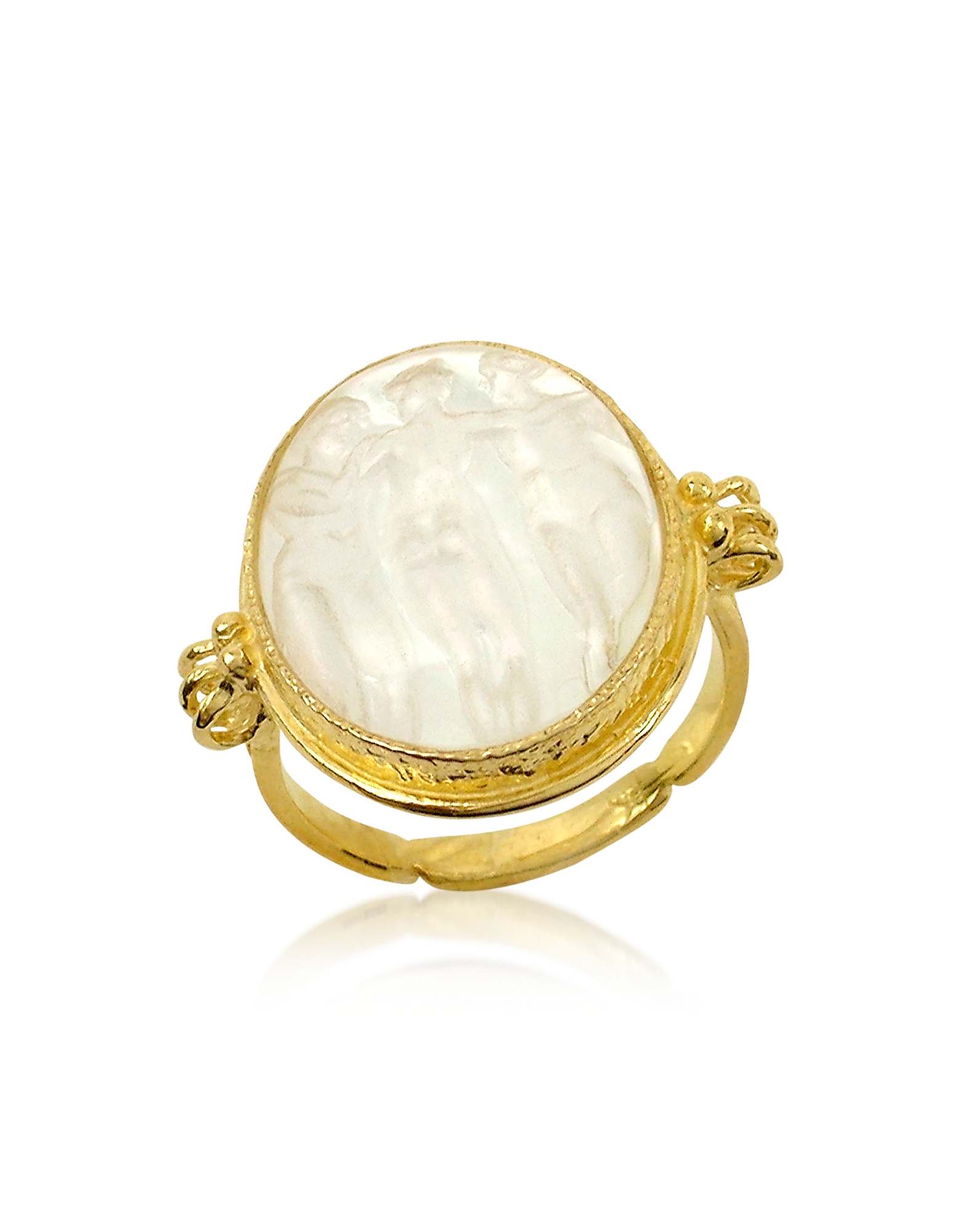 

Three Graces - 18K Gold White Mother of Pearl Cameo Ring