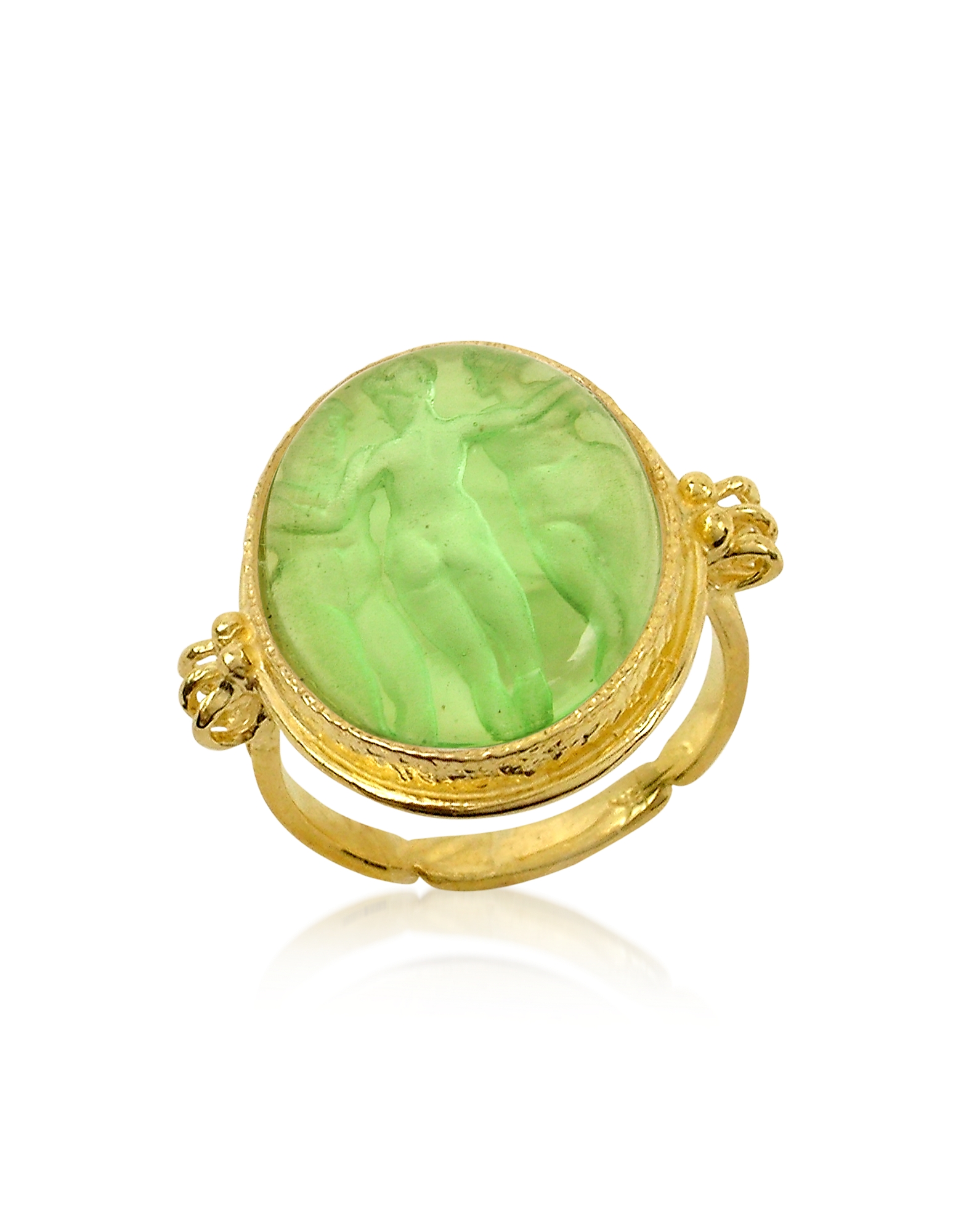 

Three Graces - 18K Gold Green Mother of Pearl Cameo Ring