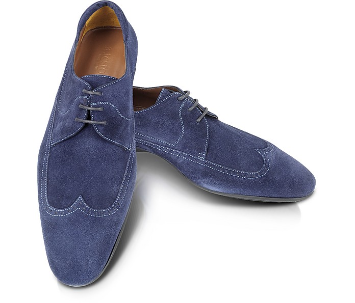 A.Testoni Blue Suede Wingtip Shoes 7.5 (9 US | 7.5 UK | 41.5 EU) at ...