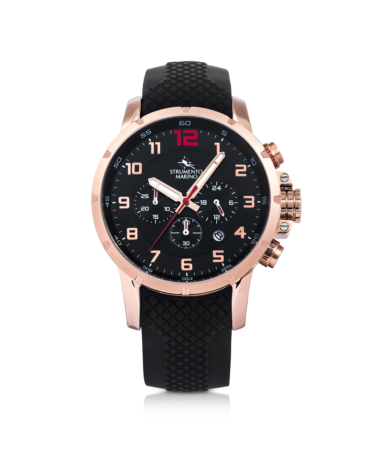 

Summertime Rose Gold Pvd Stainless Steel and Black Silicone Men's Chronograph Watch