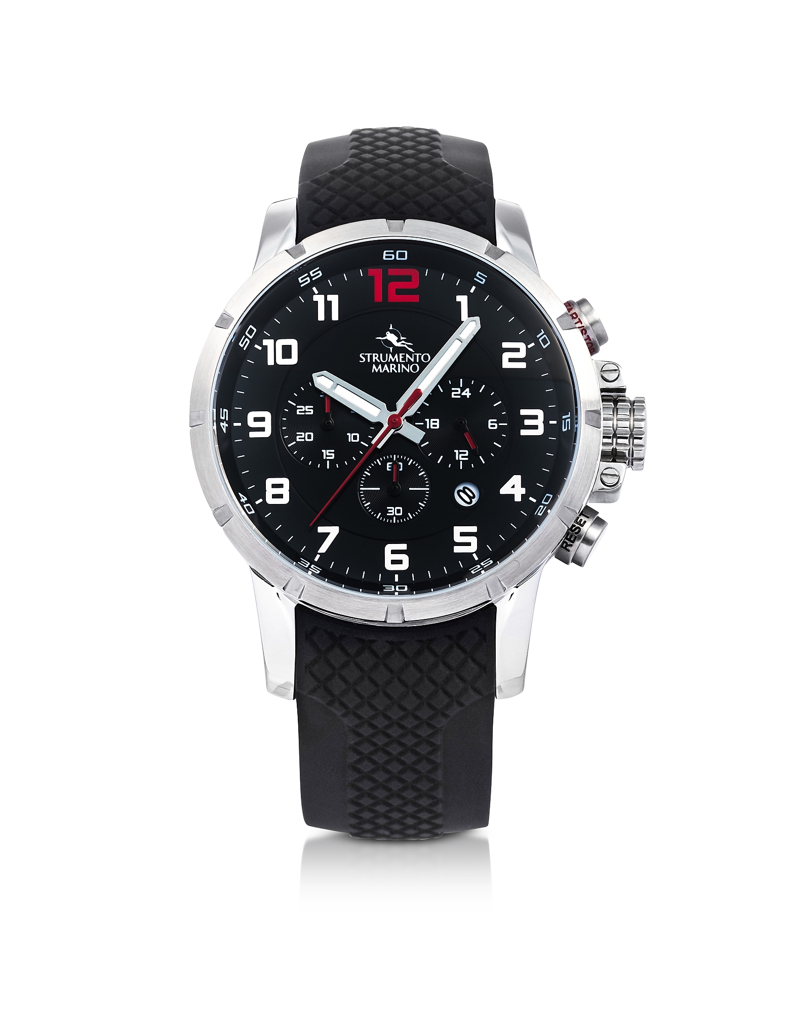 

Summertime Stainless Steel and Black Silicone Men's Chronograph Watch