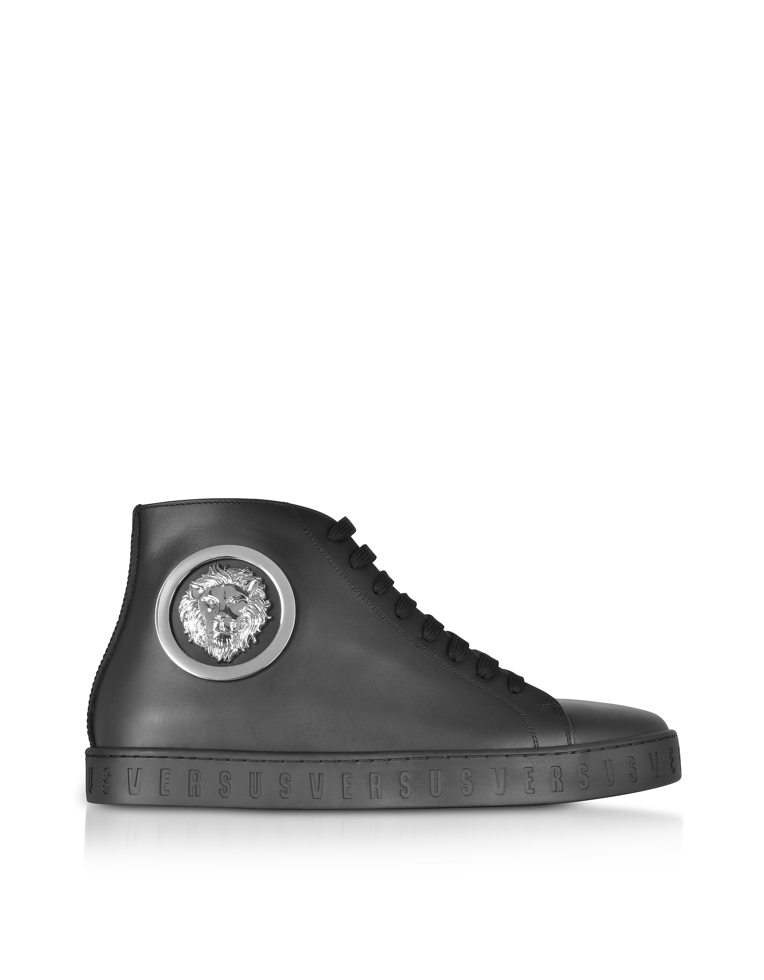 

Black Leather Lion High Top Sneakers