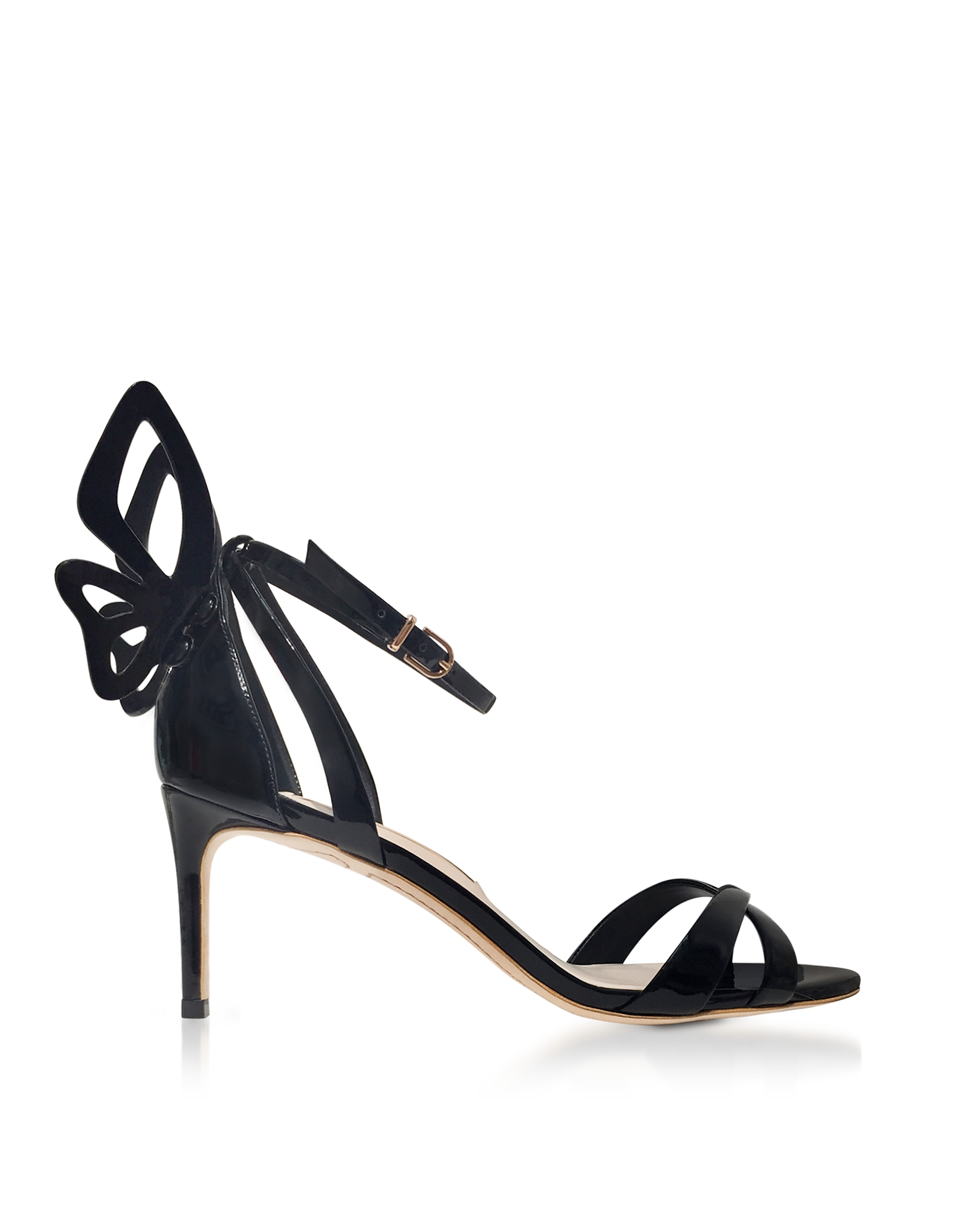 

Black Patent Leather Madame Chiara Mid-Heel Sandals