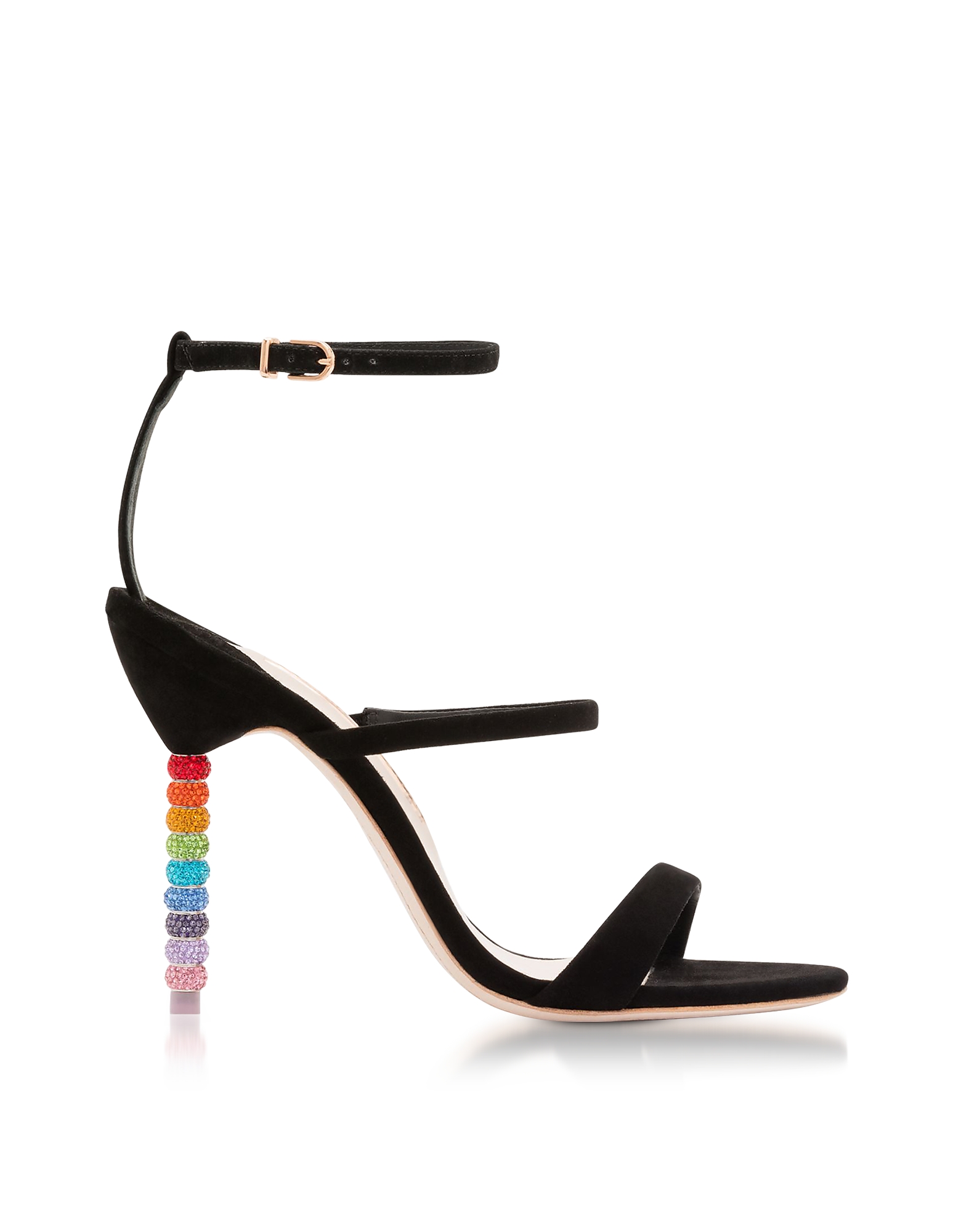 

Black Suede Rosalind Sandals w/Rainbow Heel