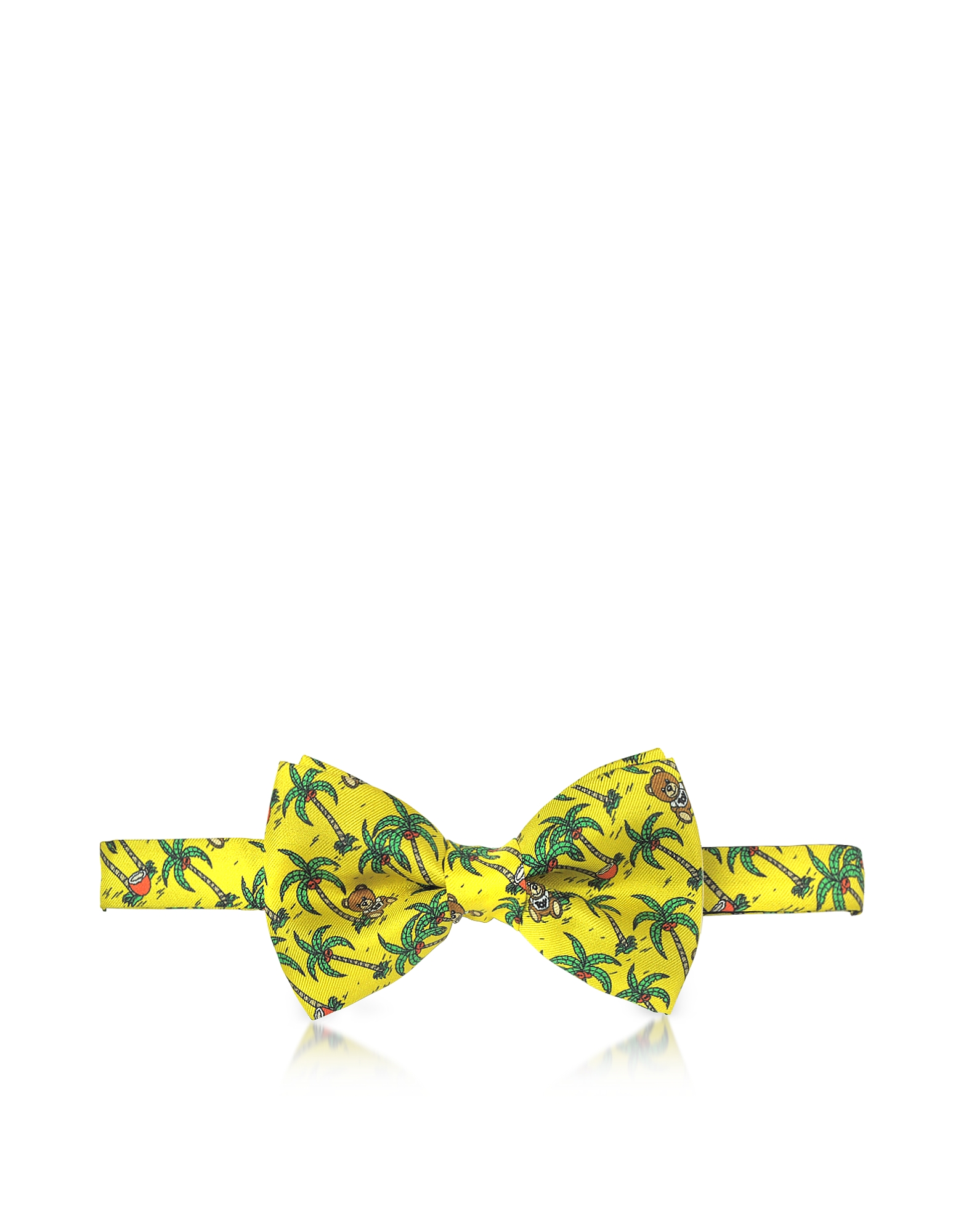 

Yellow Palms and Teddy Bears Printed Twill Silk Pre Tied Bow Tie