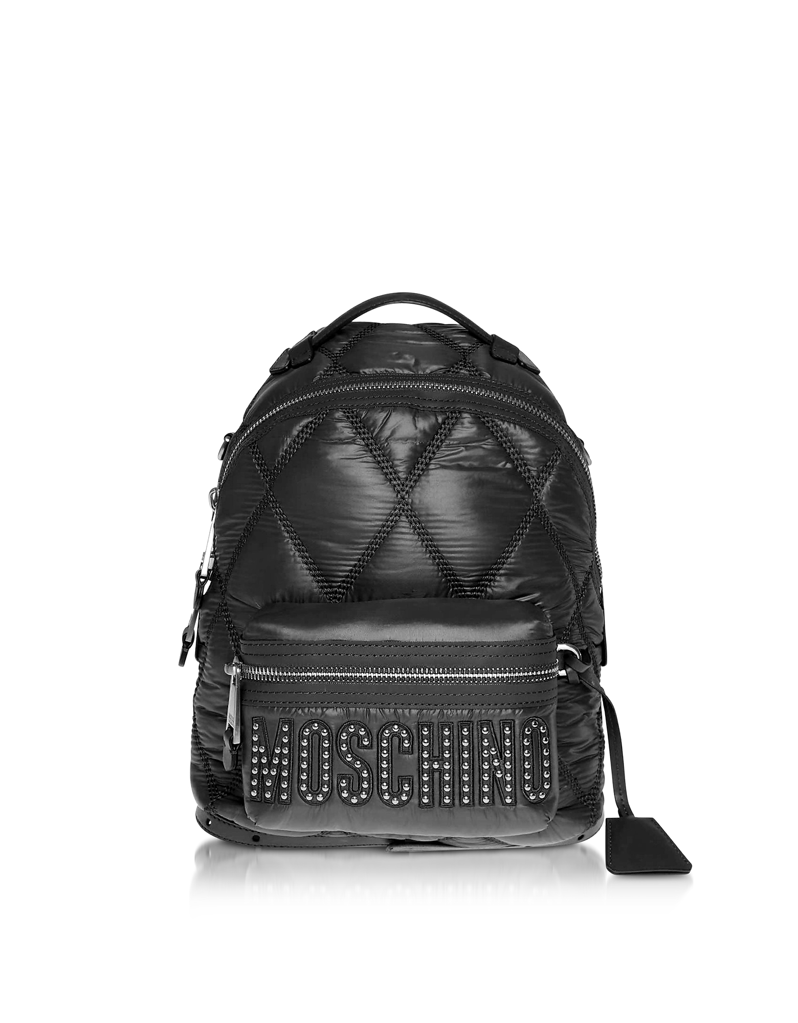 

Black Quilted Nylon Signature Backpack w/Silver Studs