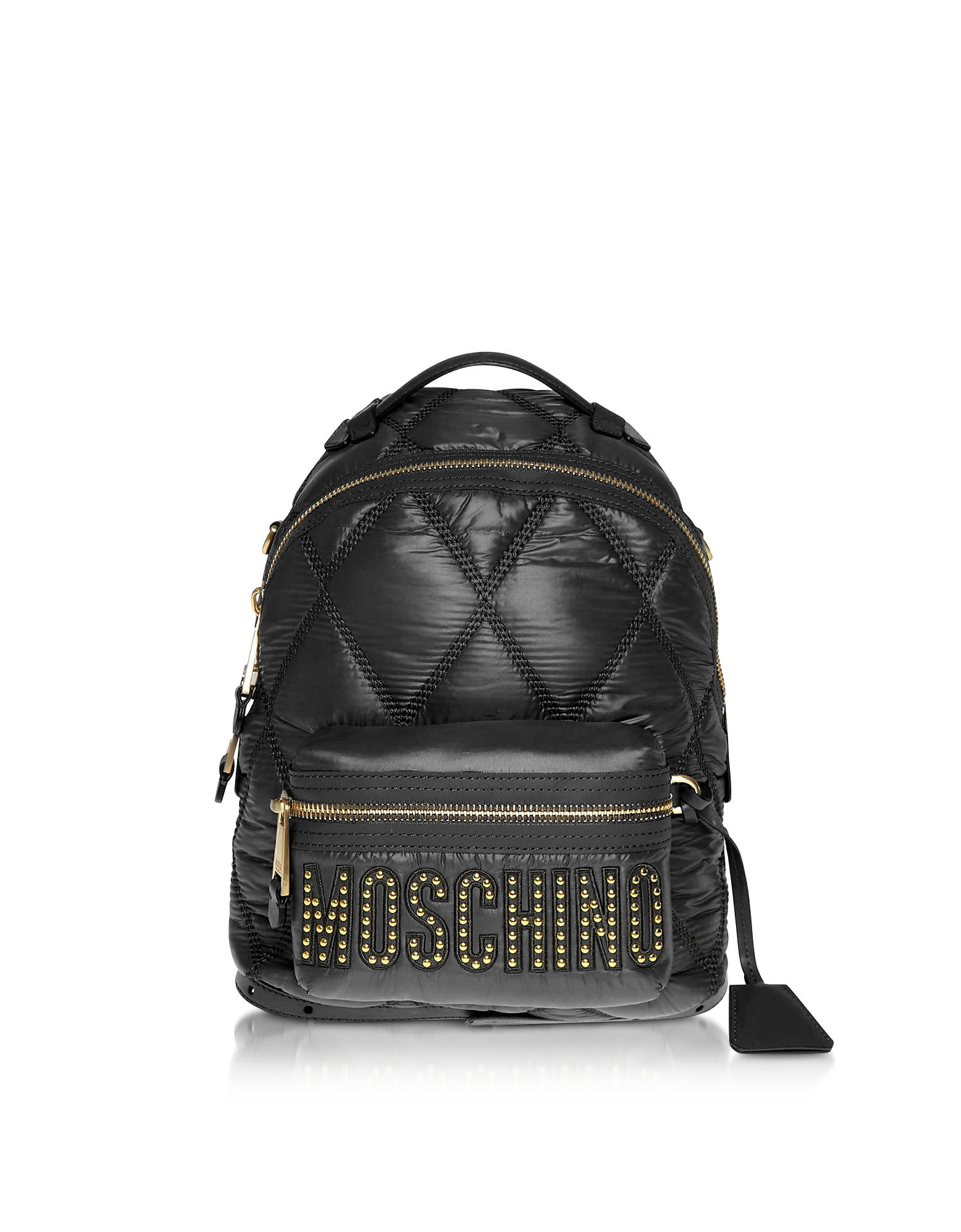 

Black Quilted Nylon Signature Backpack w/Gold Studs