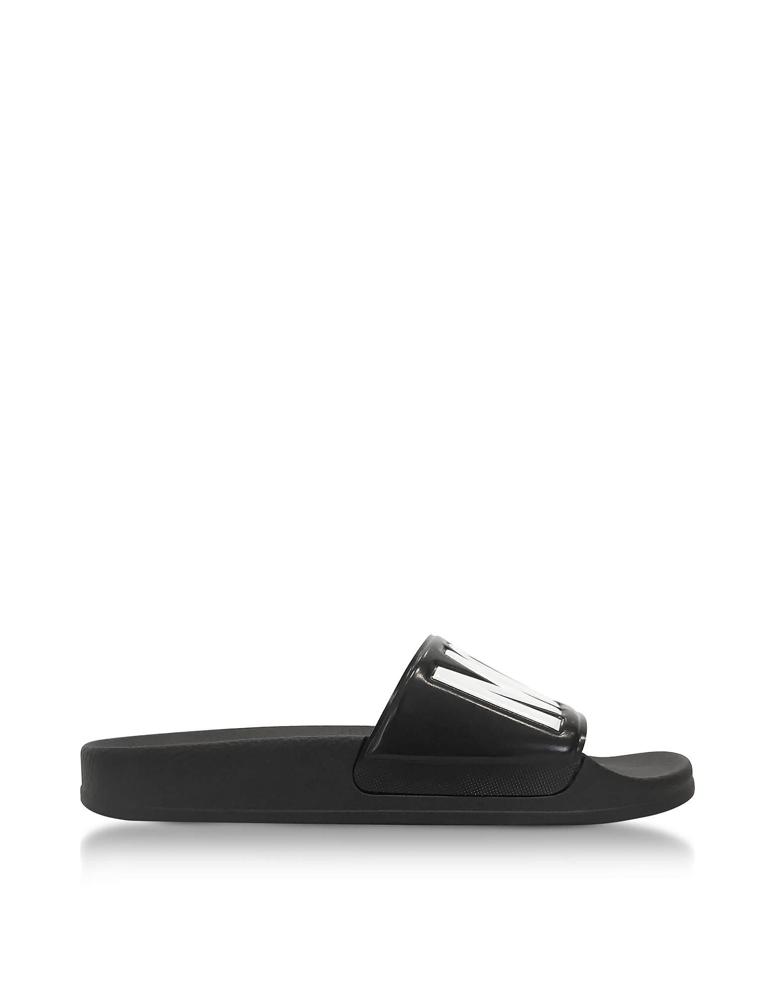 

Black Pool Slider Sandals w/White Signature Logo