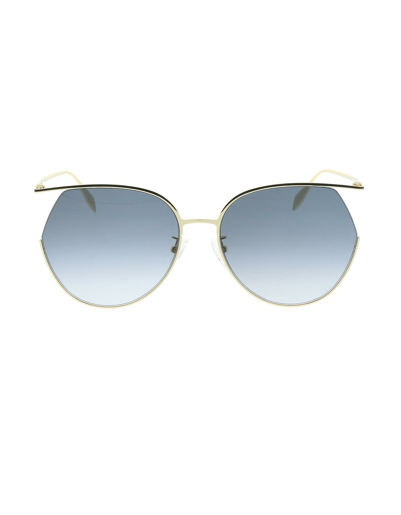 Alexander McQueen Sunglasses AM0255S Gold Metal Frame Round Women's Sunglasses
