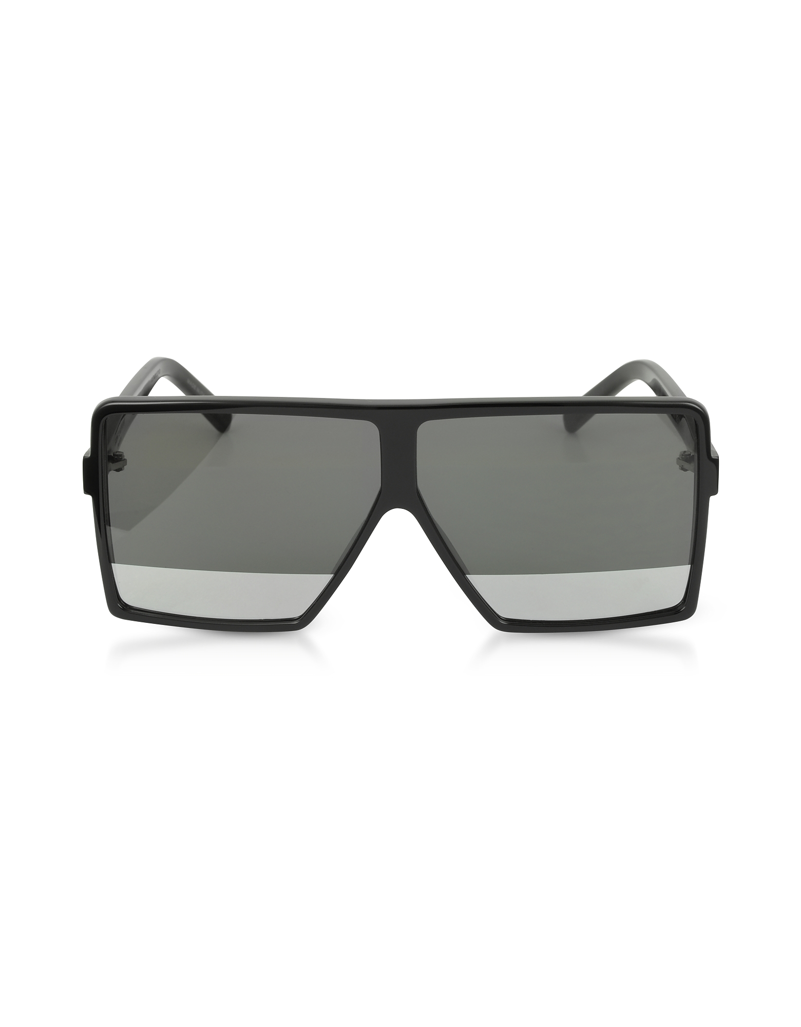 

New Wave 183 Shiny Black Acetate Betty S Sunglasses w/Mirror Lenses, Black/mirrored black