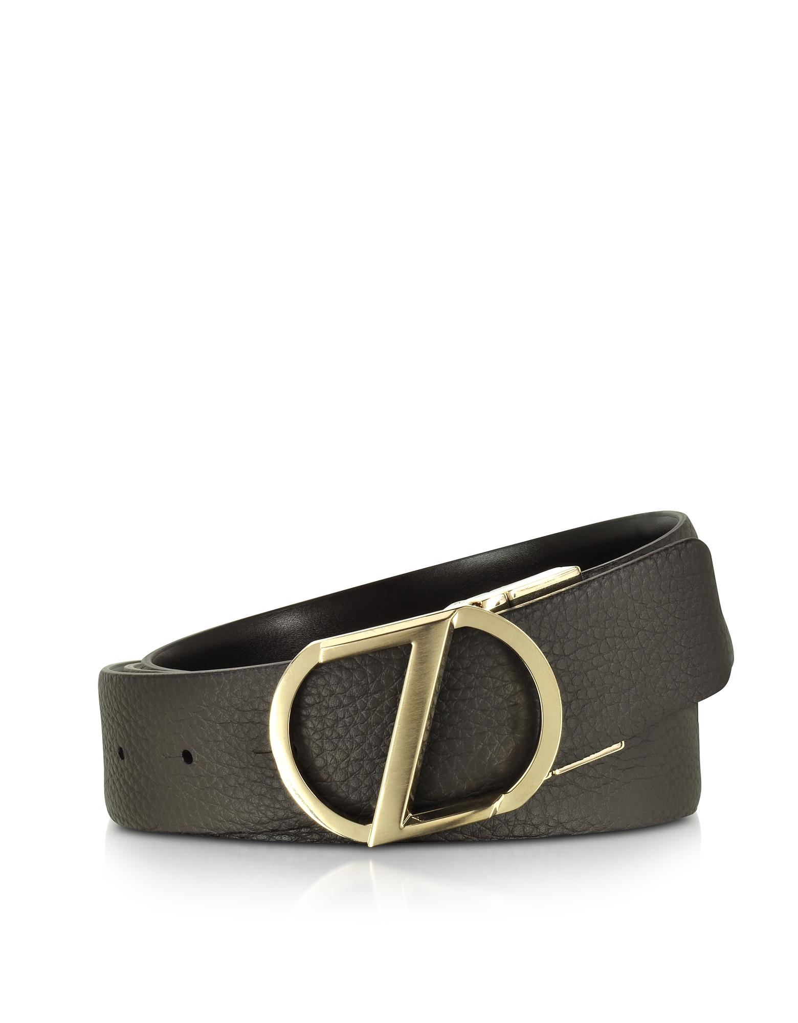 

Dark Brown Leather Reversible & Adjustable Belt w/Gold-tone Signature Buckle
