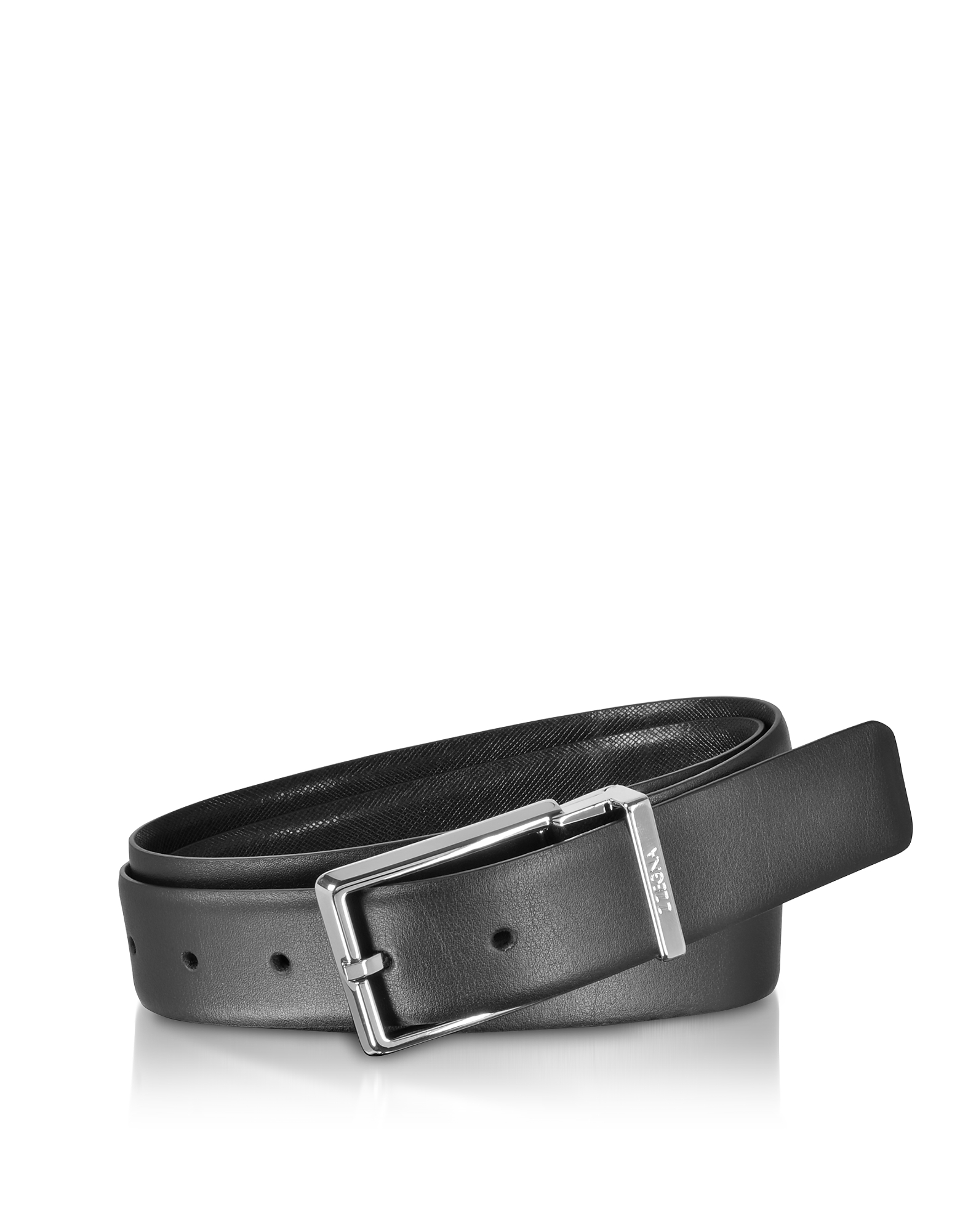 

Black Smooth/Embossed Leather Adjustable and Reversible Men's Belt