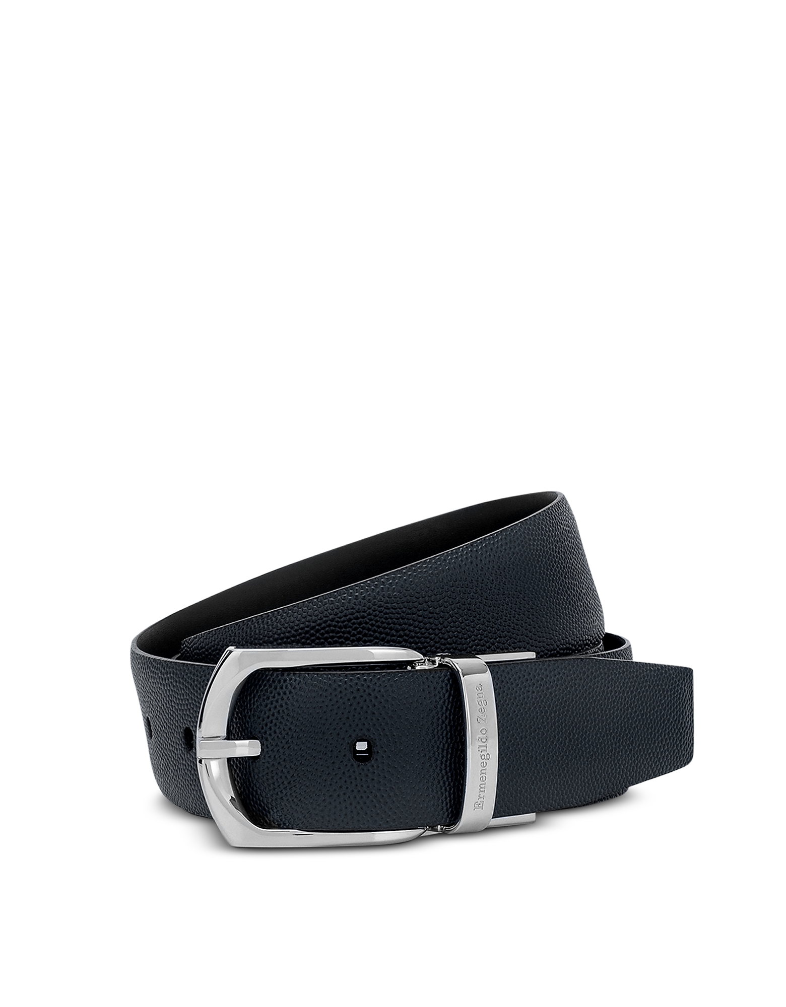 

Navy/Black Calf Leather Adjustable and Reversible Men's Belt, Navy blue